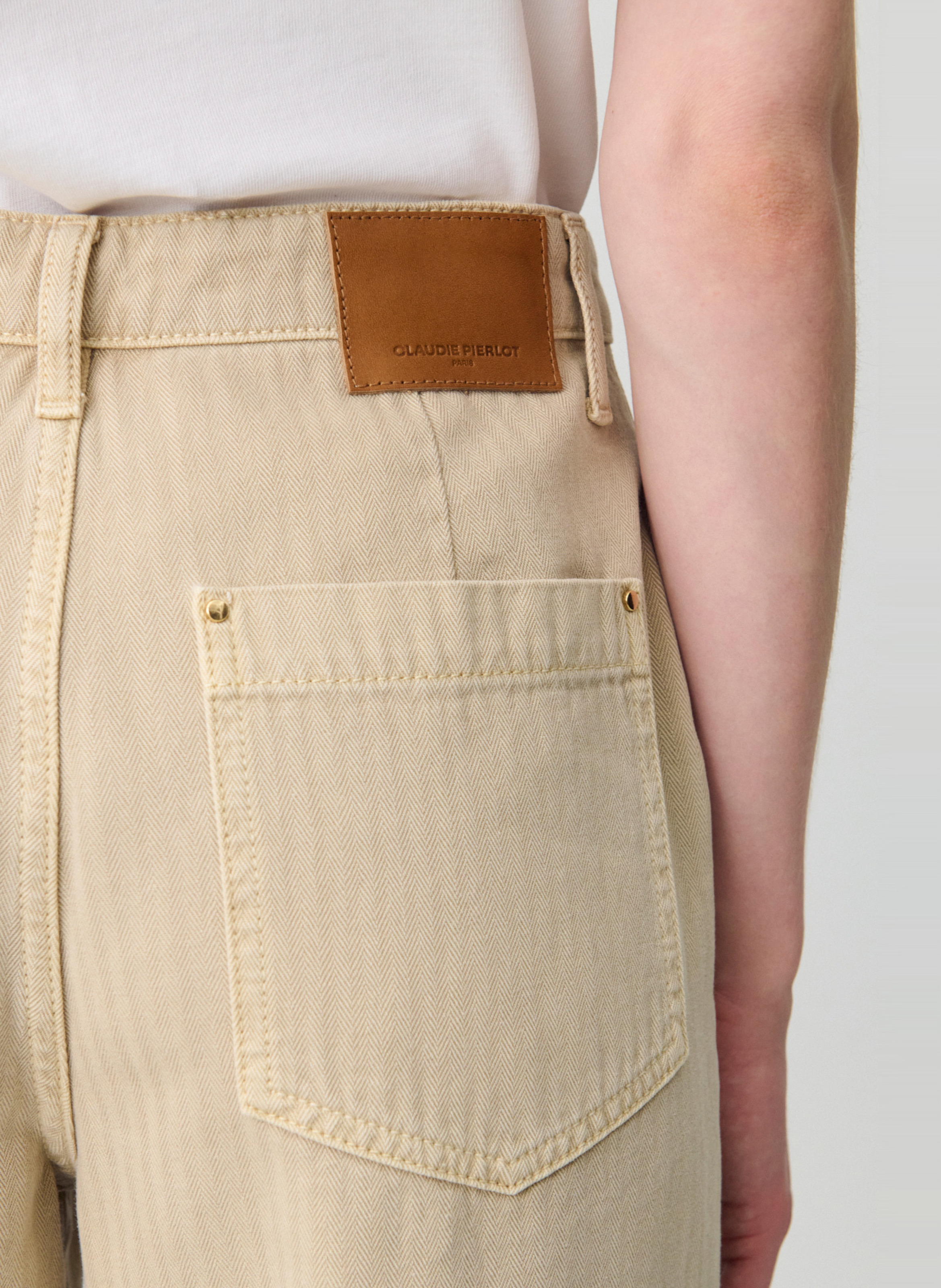 Jean droit en coton CLAUDIE PIERLOT Beige