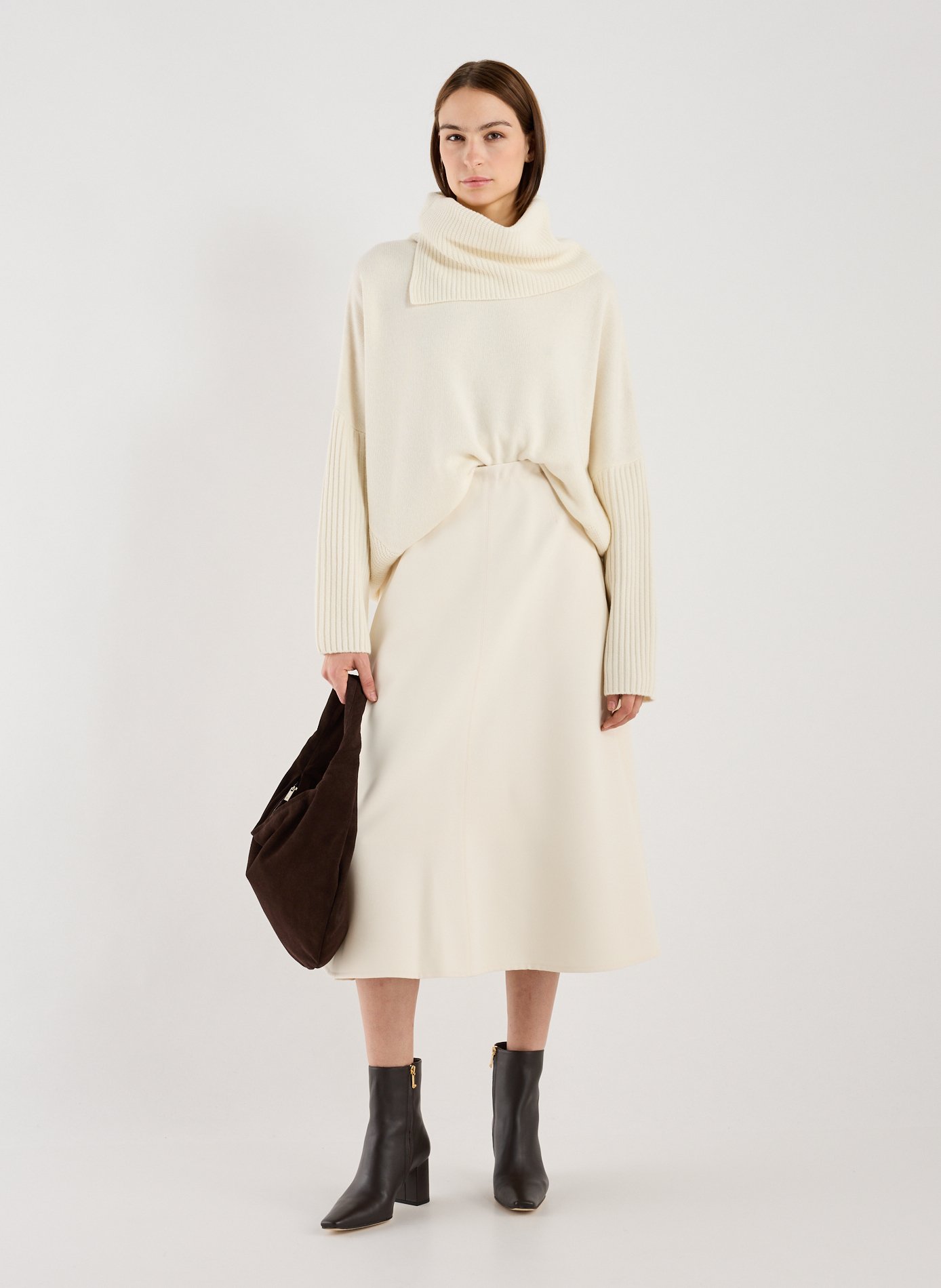 Pull large en coton et cachemire mélangés SANDBEIGE Blanc