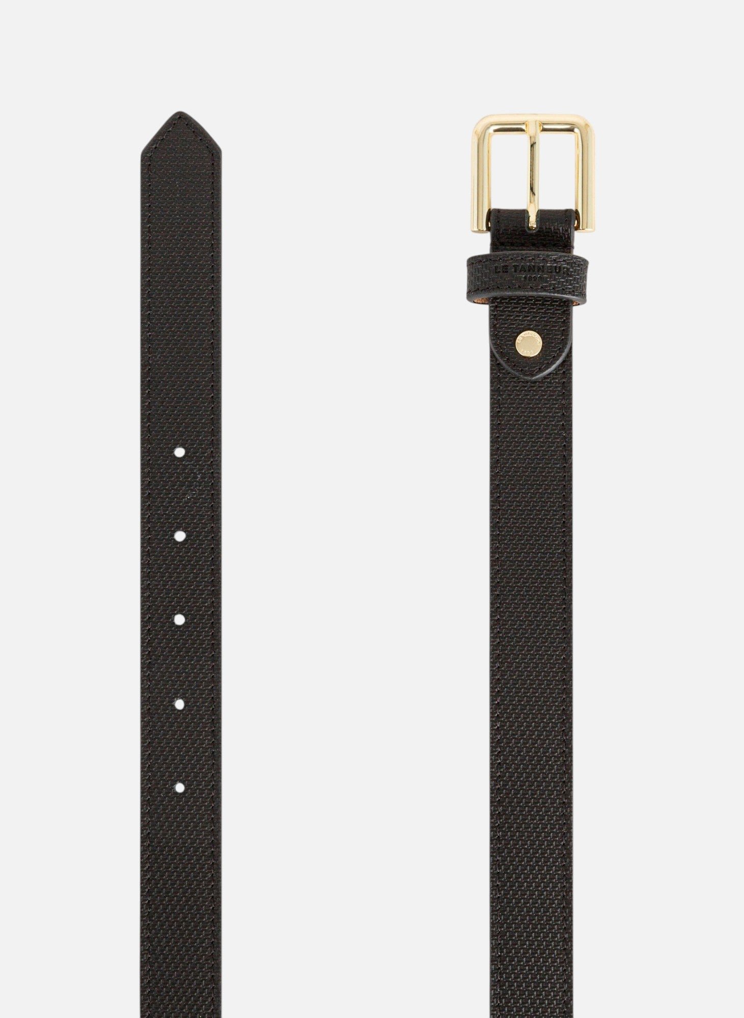 Ceinture avec boucle carrée en cuir signature t LE TANNEUR Noir