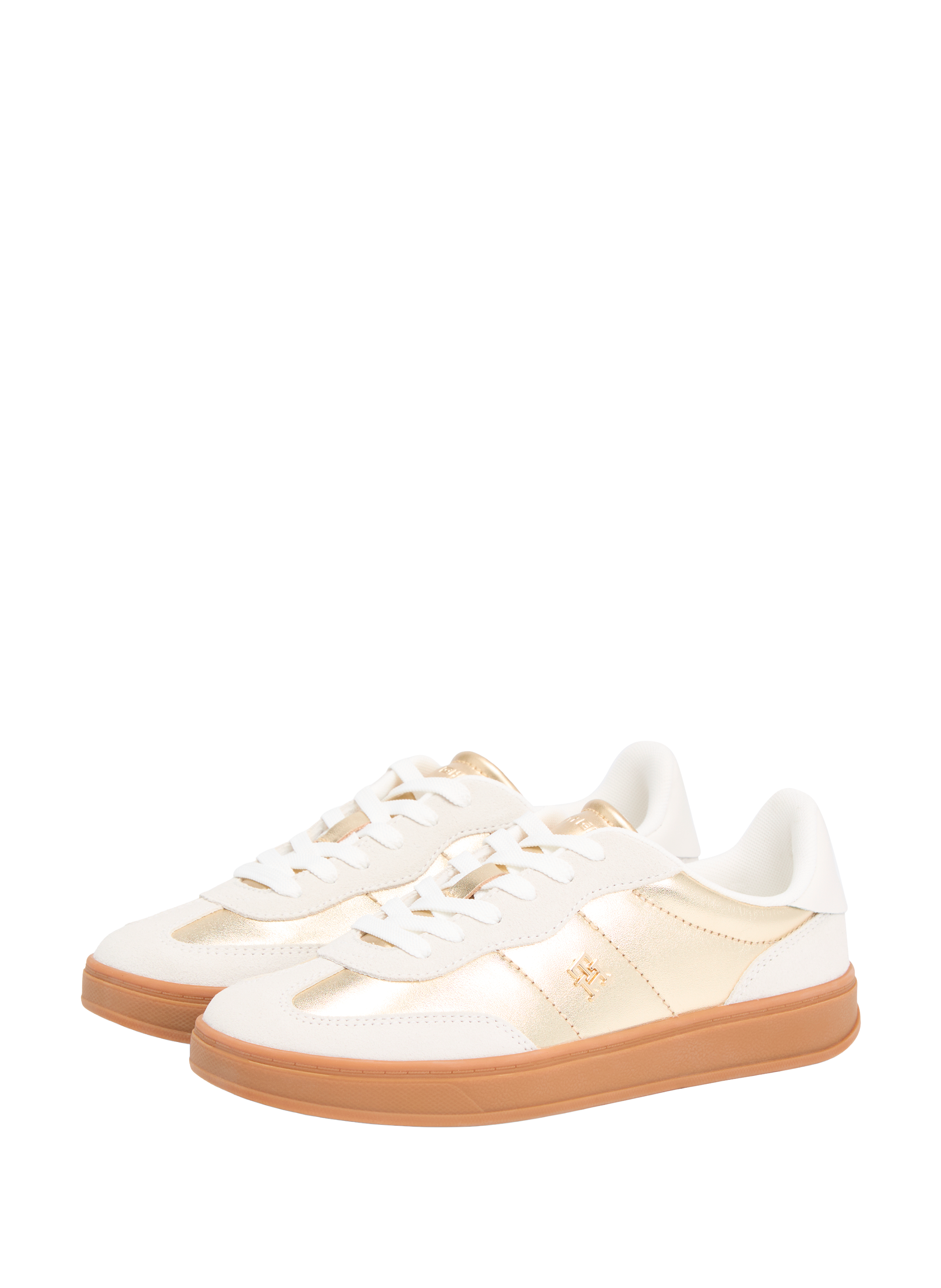 Low metallic lace-up sneakers TOMMY HILFIGER Golden