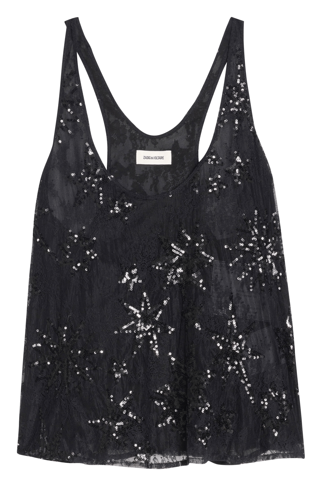 Top ample col u à sequins tarysa ZADIG&VOLTAIRE Noir