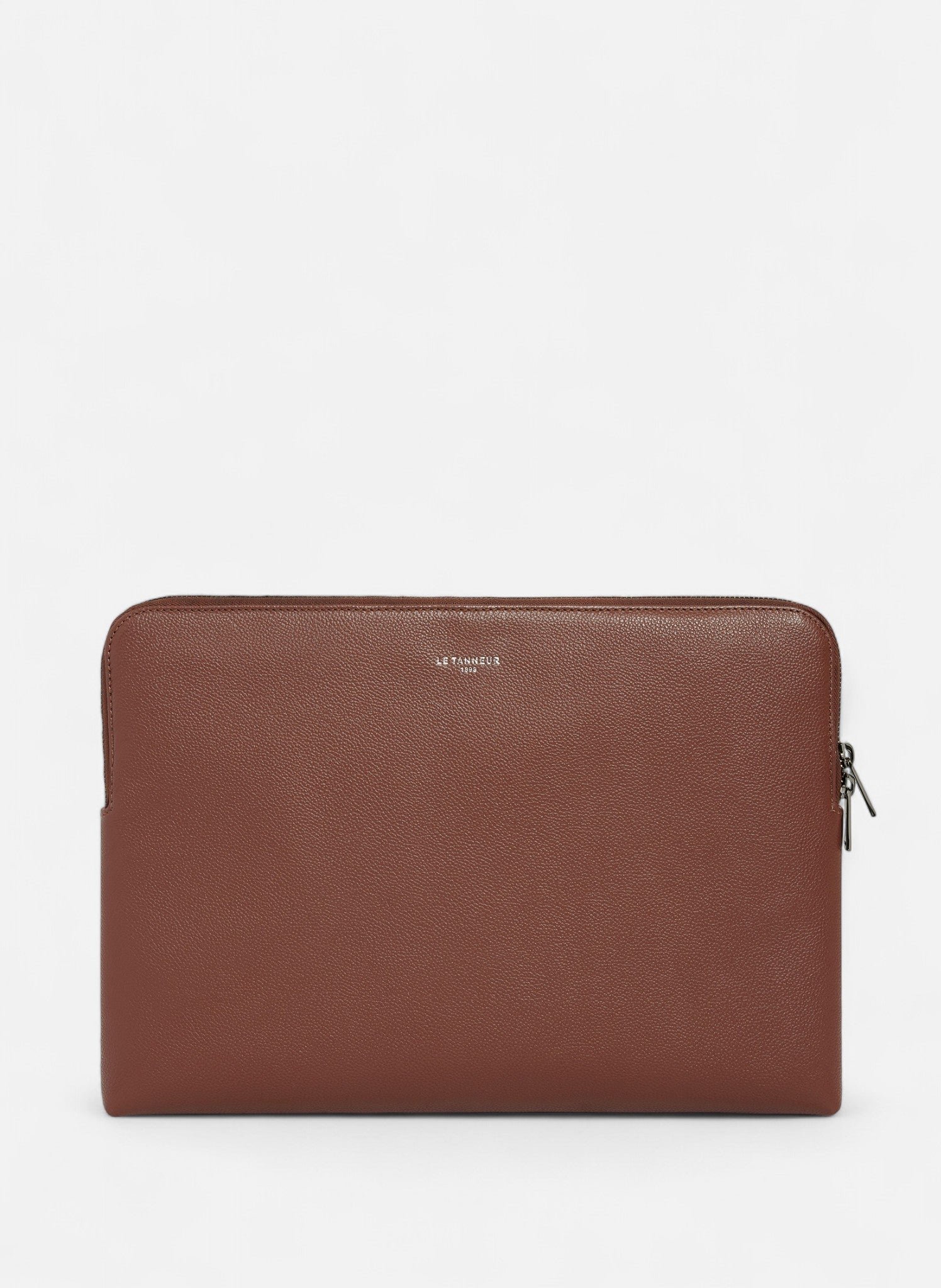 Pochette ordinateur 14" en cuir grainé LE TANNEUR Marron