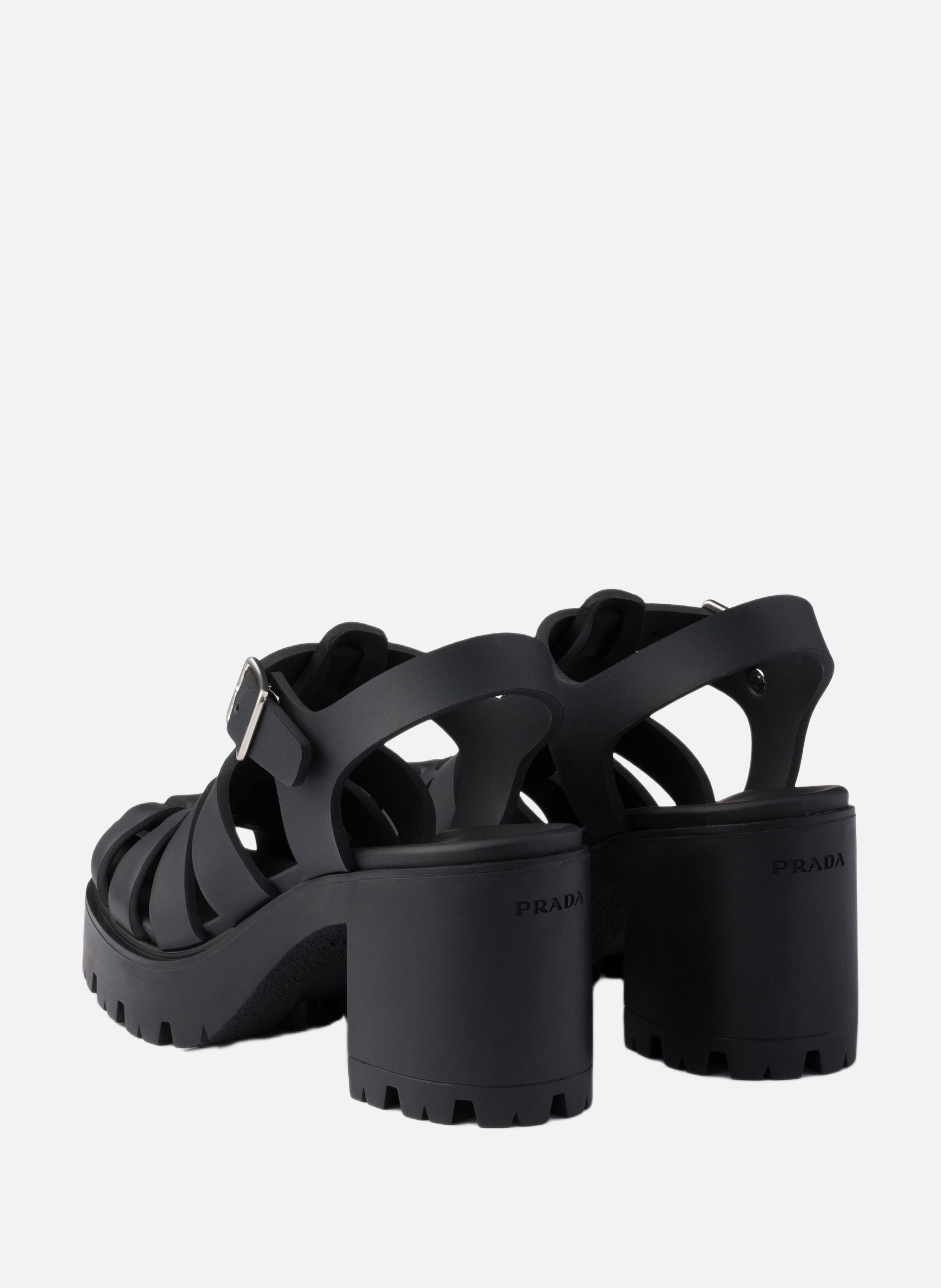 Sandales à plateforme en gomme PRADA Noir