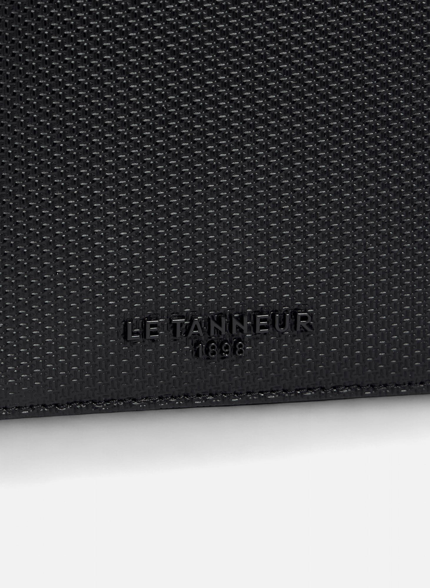 Portefeuille horizontal zippé emile en cuir signature t Noir