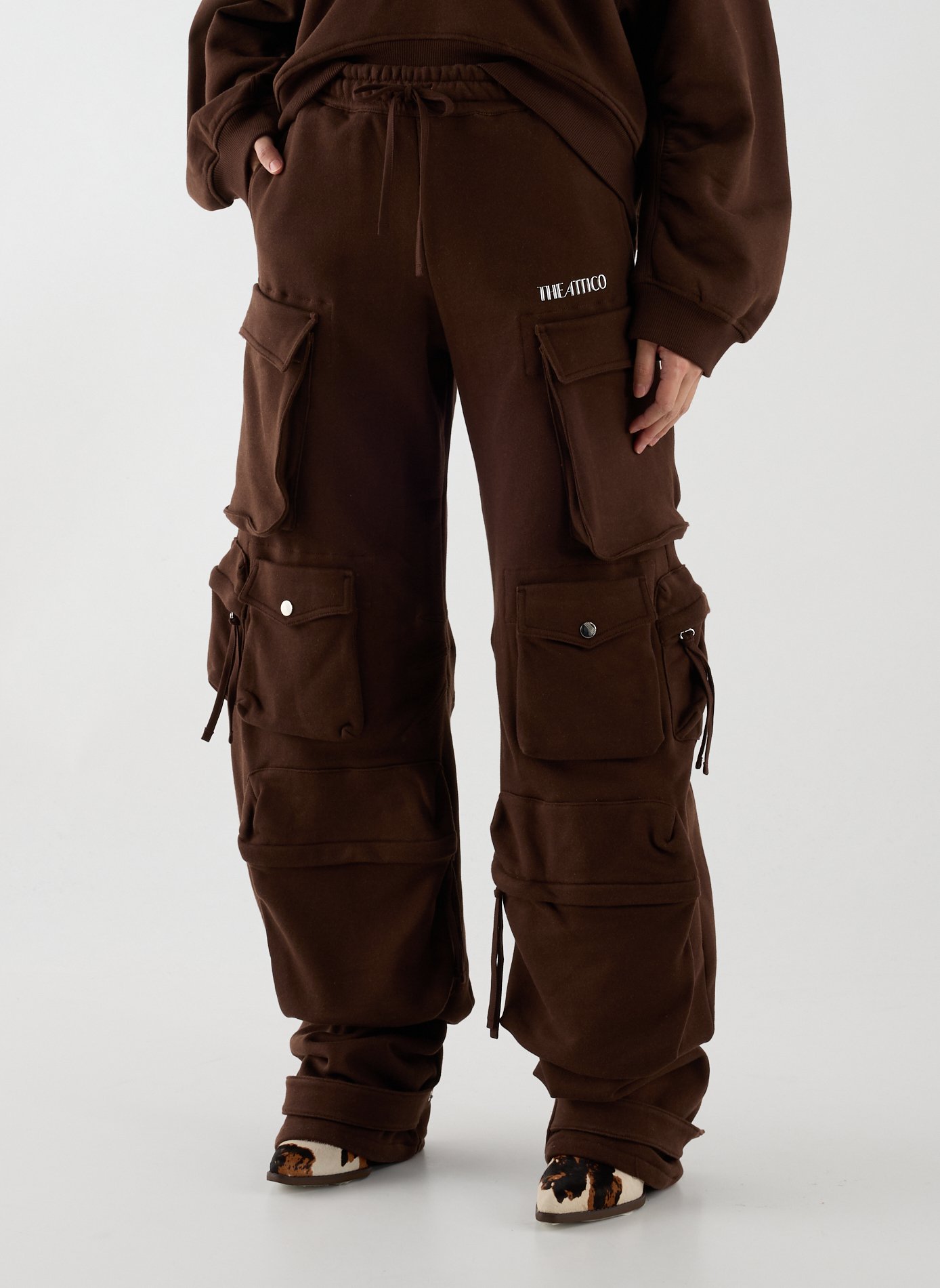 Wide cotton cargo pants THE ATTICO Brown