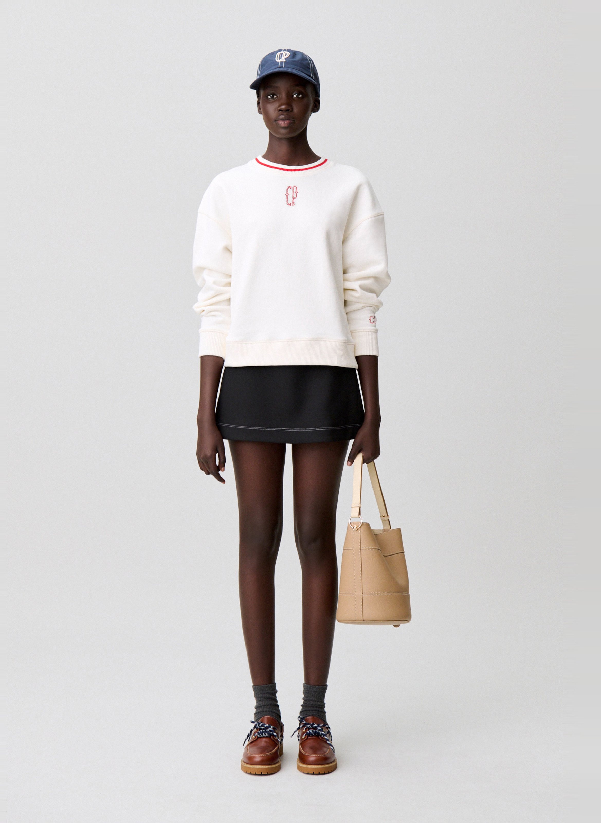 Sweat col rond en coton CLAUDIE PIERLOT Beige