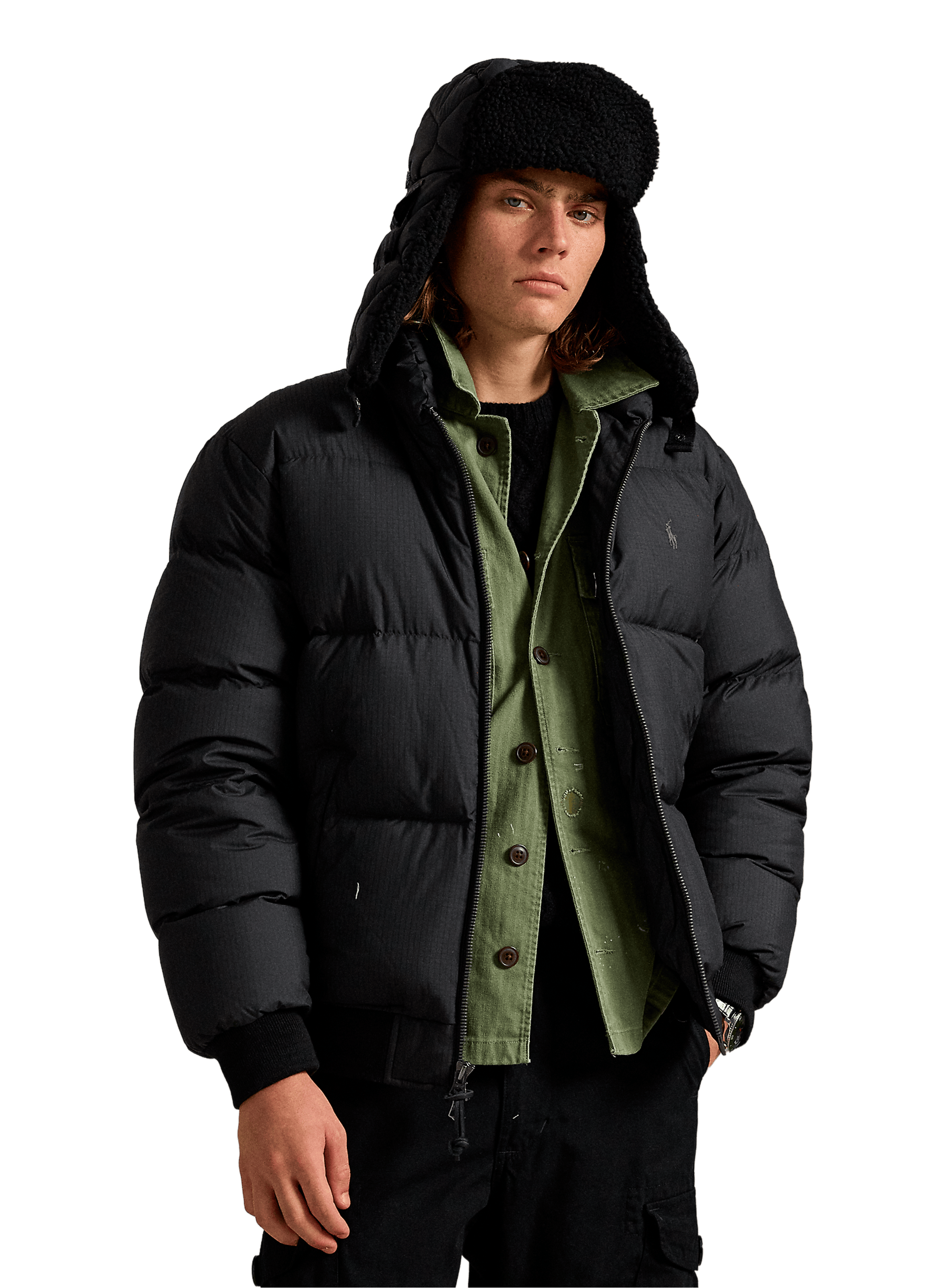 Down jacket with logo POLO RALPH LAUREN Black