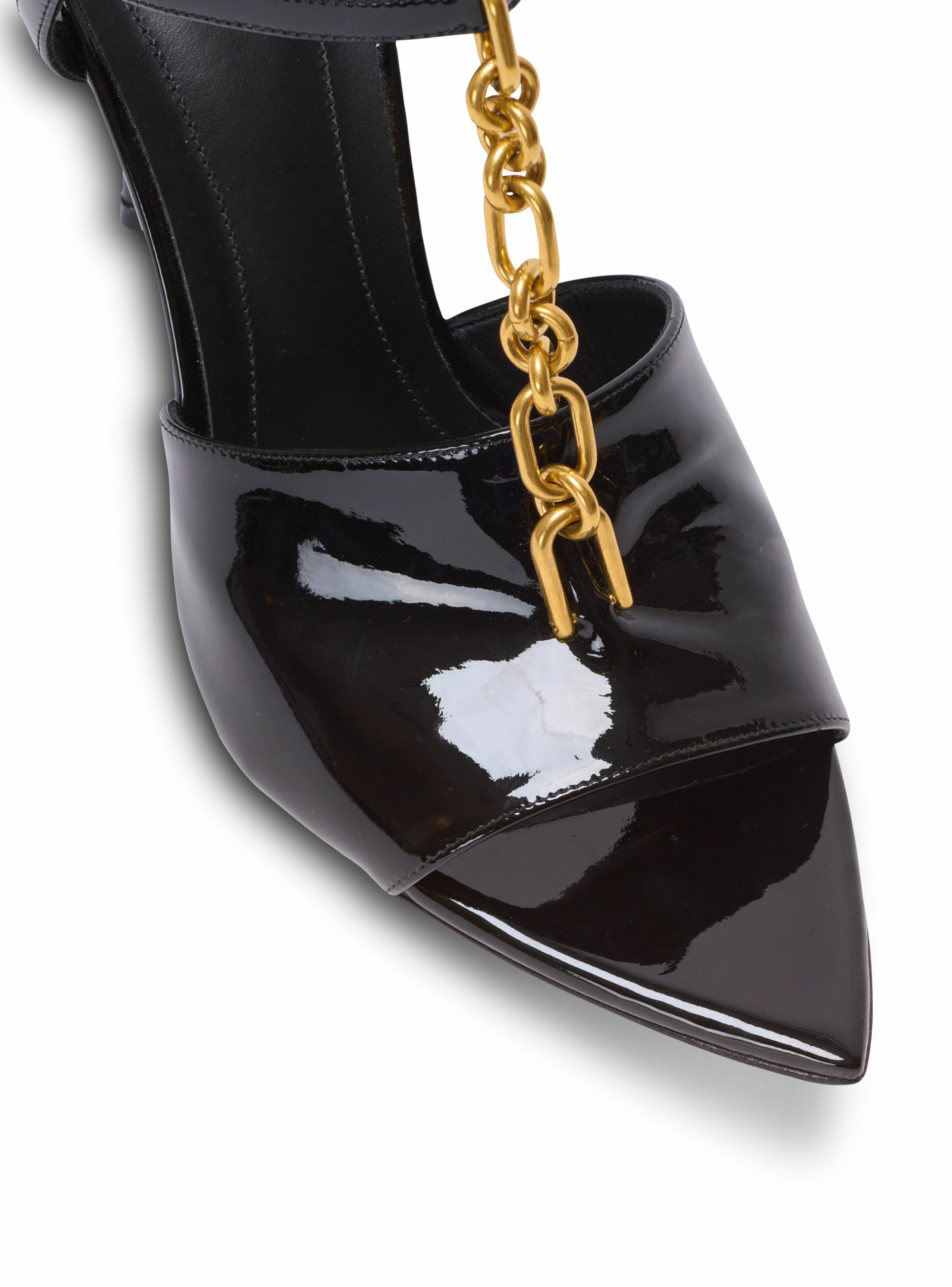 Sandales à talons sync en cuir verni BALMAIN Noir