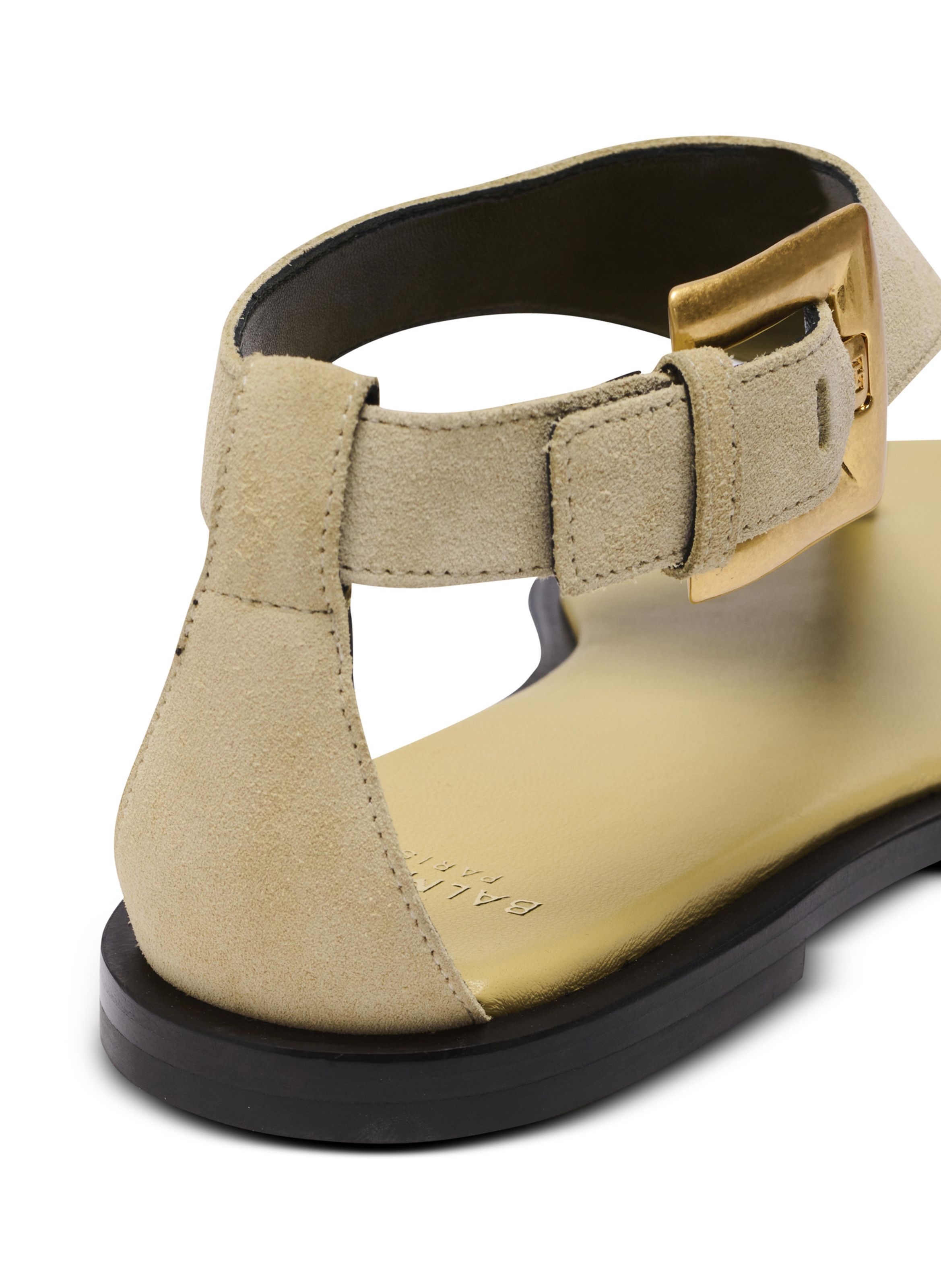 Sandales plates entre-doigts anthem en daim BALMAIN Beige