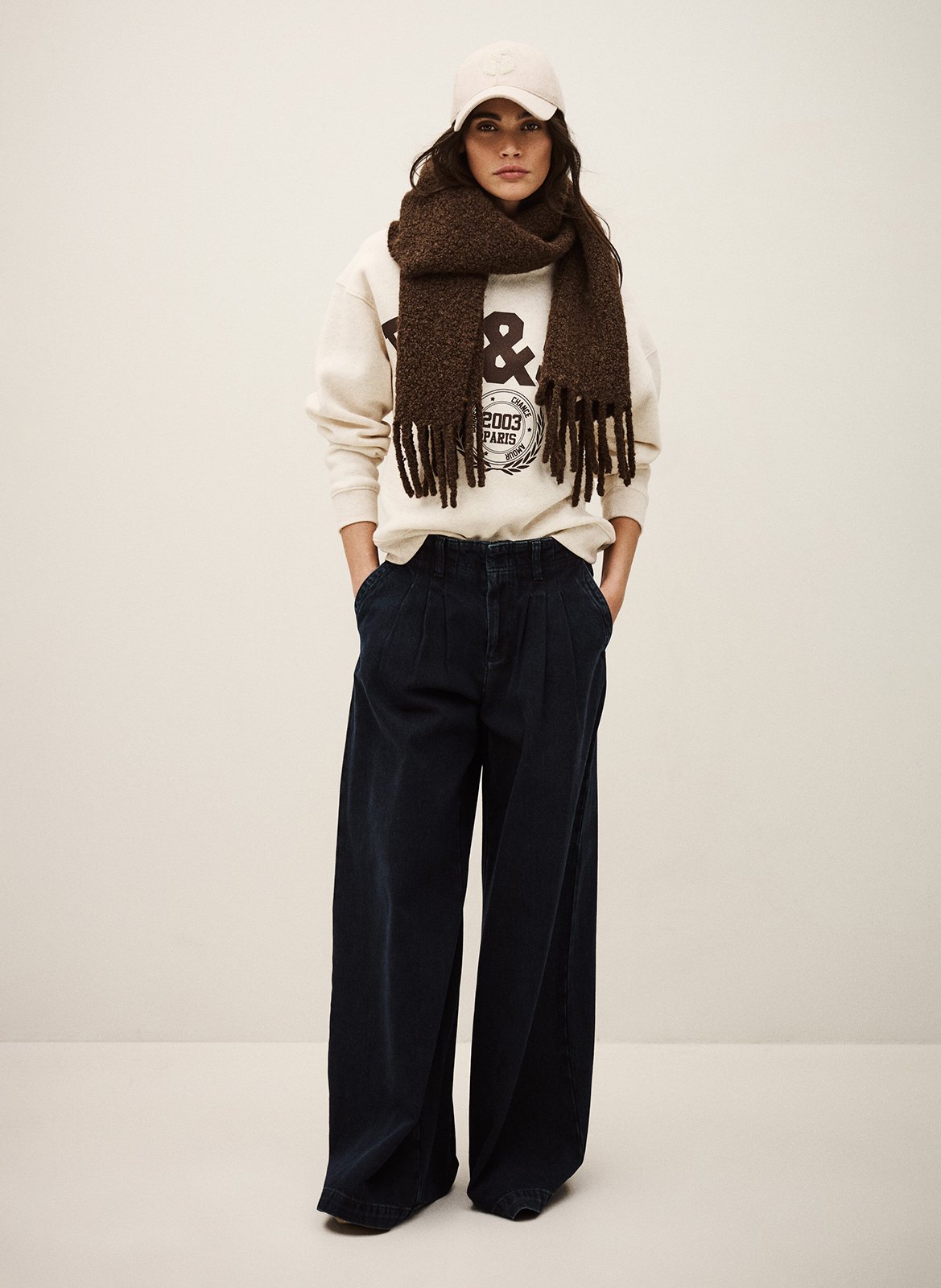 Pantalon large à pinces délavé toby BA&SH Bleu