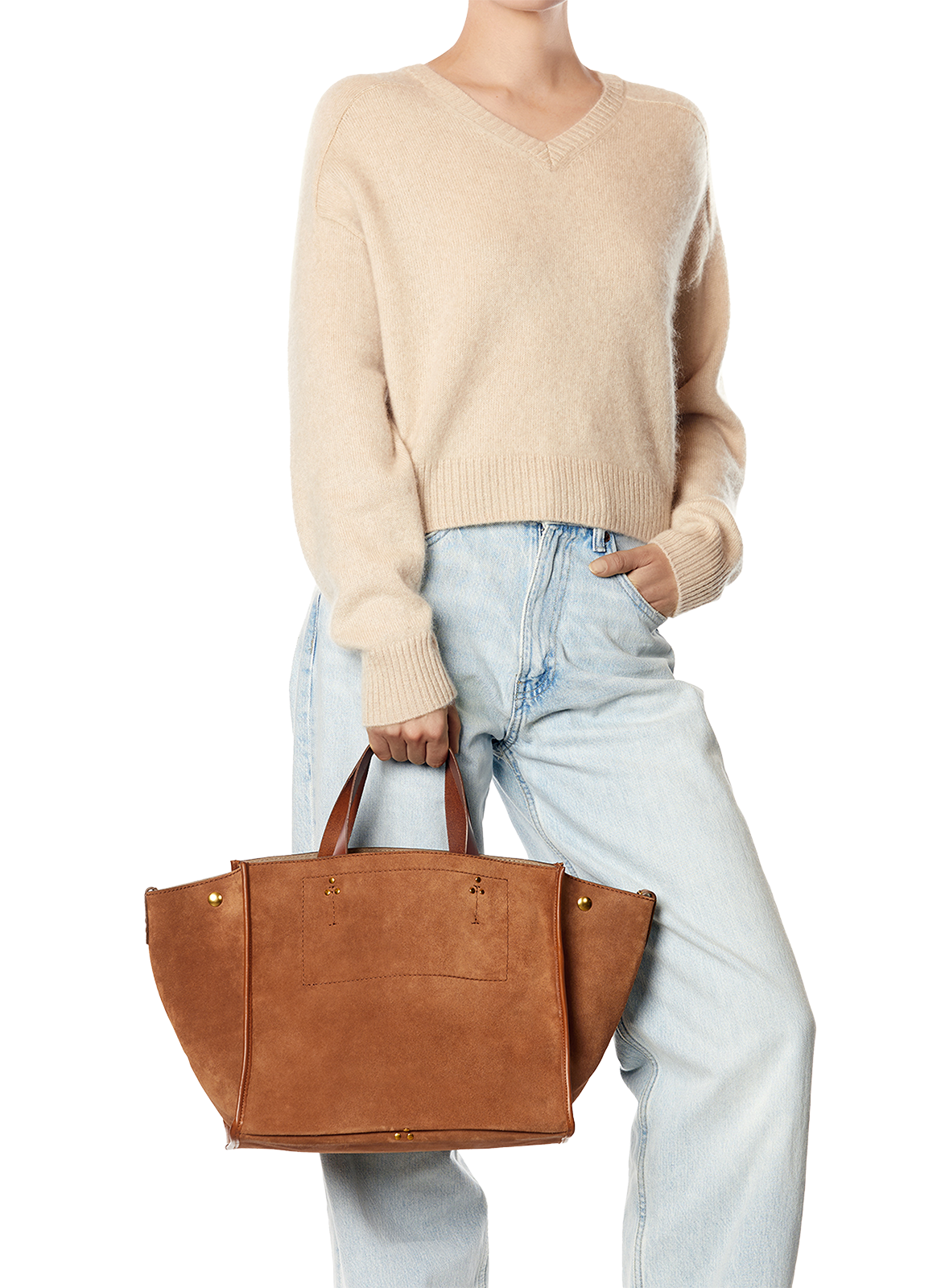 Sac cabas Léon M en croûte de cuir JÉRÔME DREYFUSS Marron