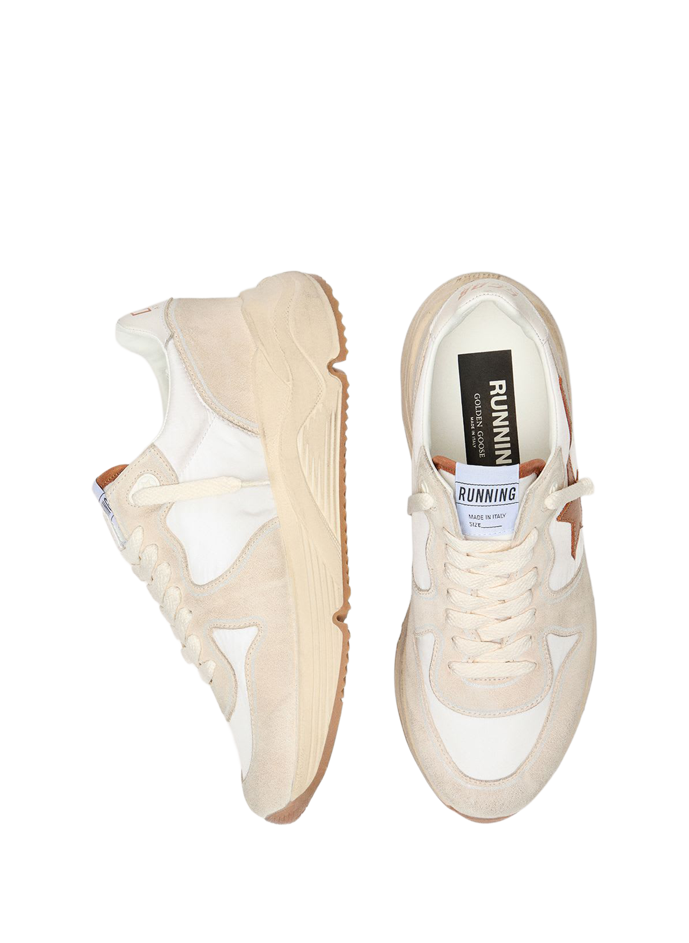 Lace-up basket with star pattern in leather GOLDEN GOOSE Beige