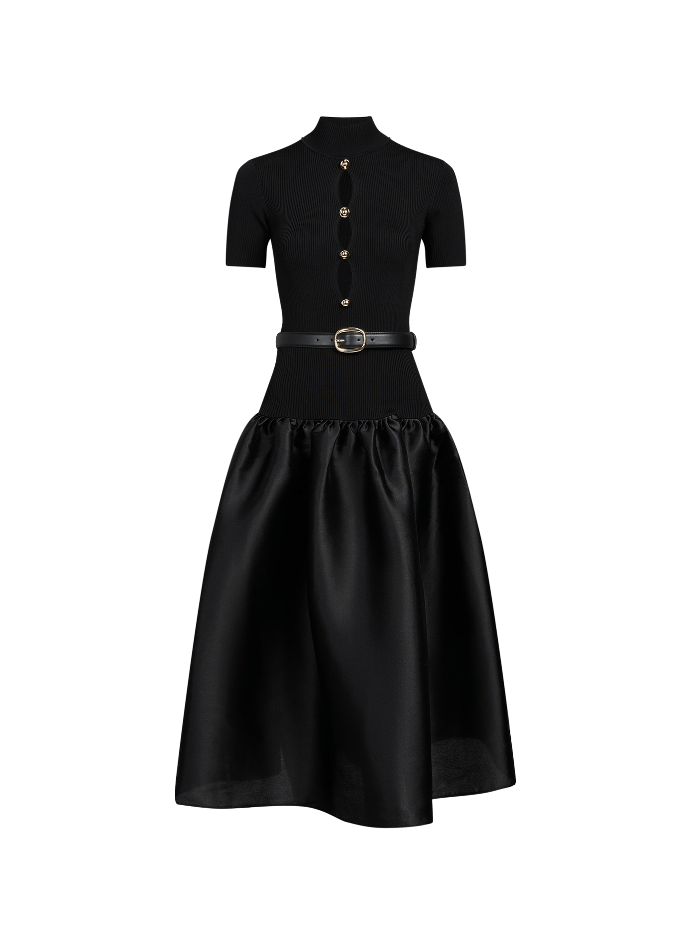 Robe évasée bi-matière Noir SELF PORTRAIT