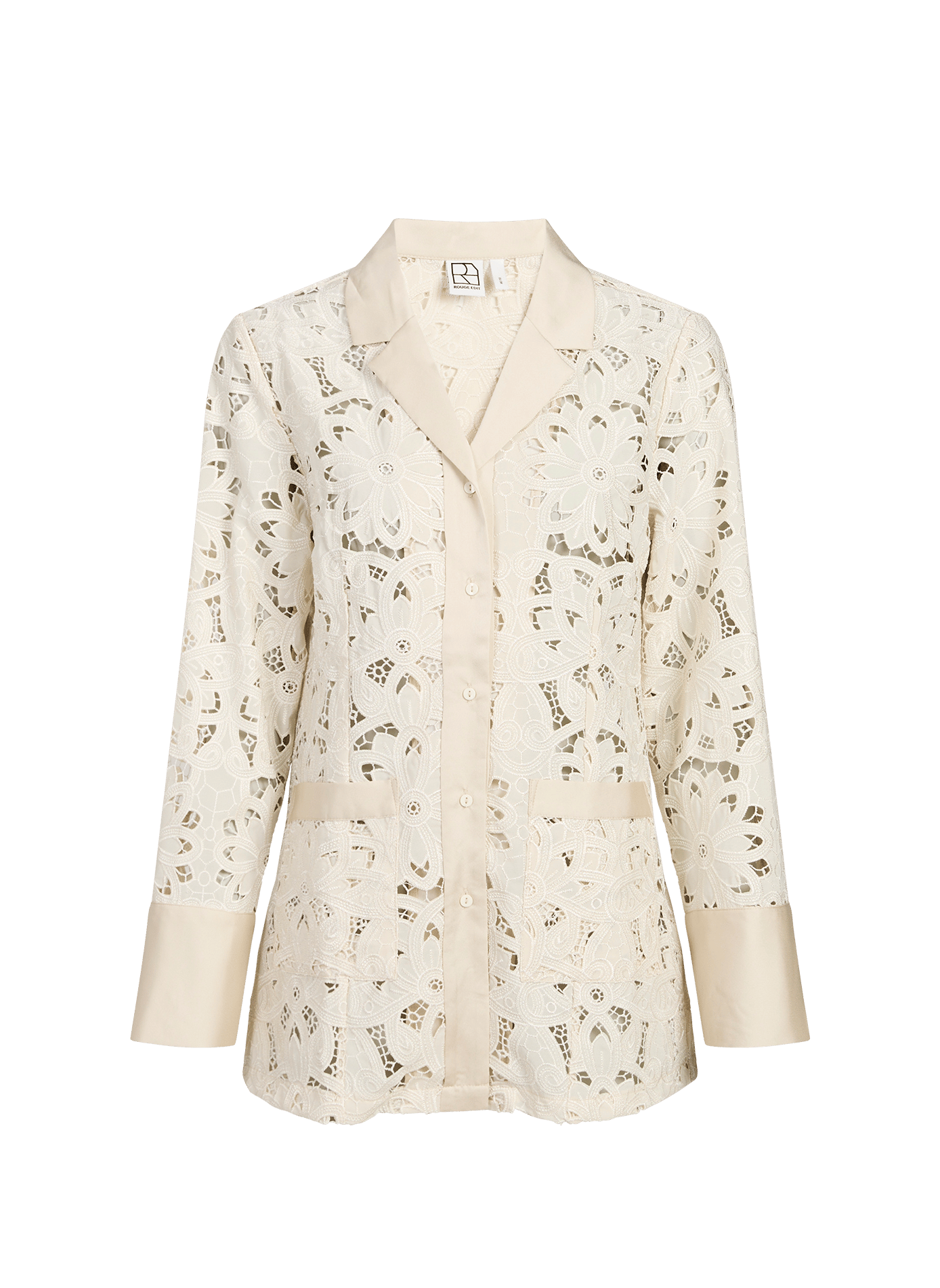 Chemise à manches longues en dentelle ROUGE EDIT Beige
