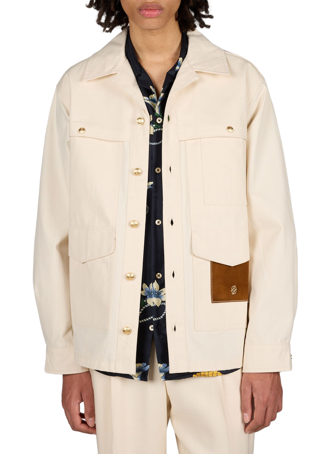Cuban collar cotton jacket DROLE DE MONSIEUR Beige