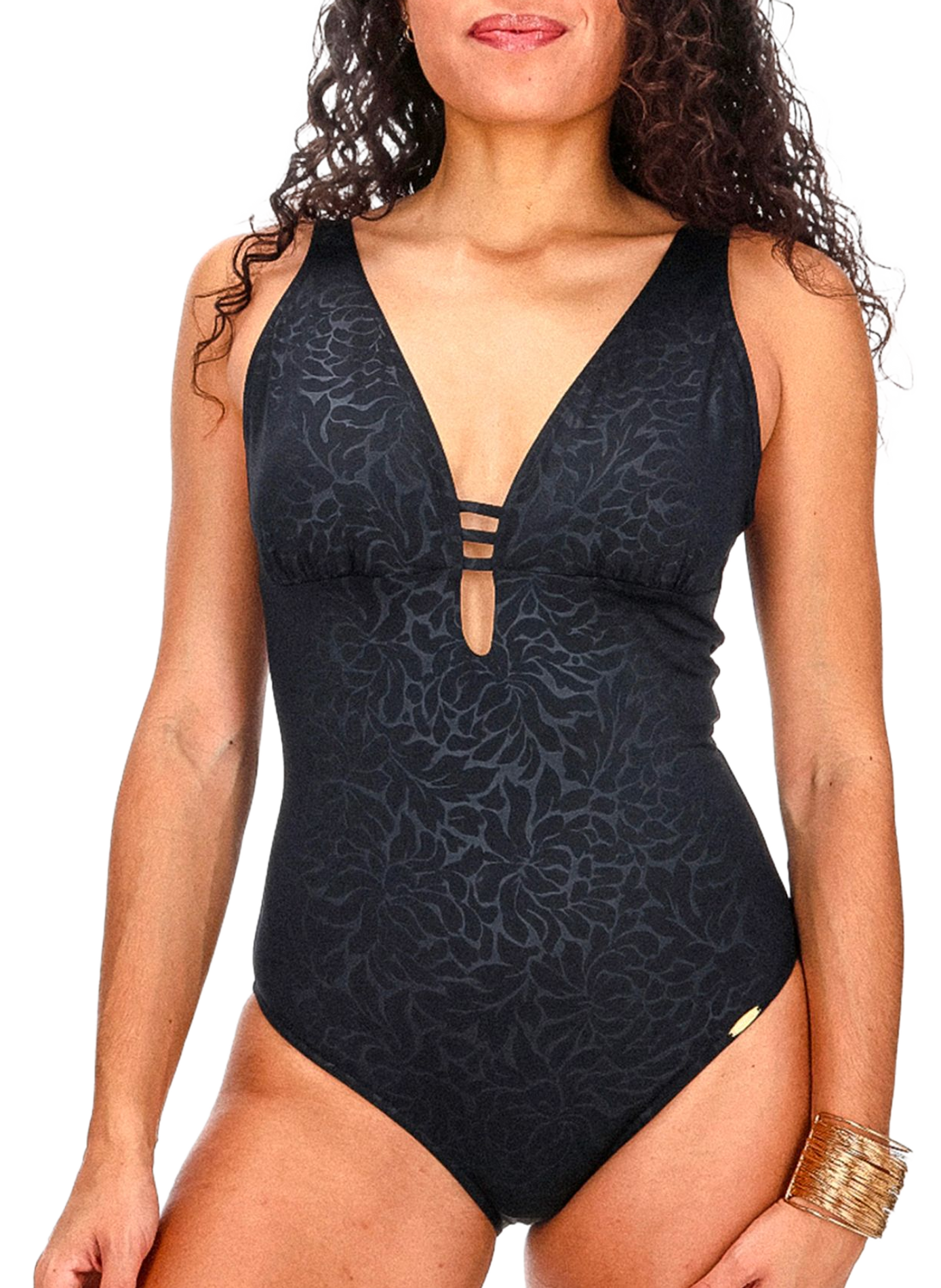 Costume da bagno intero a fiori Nero