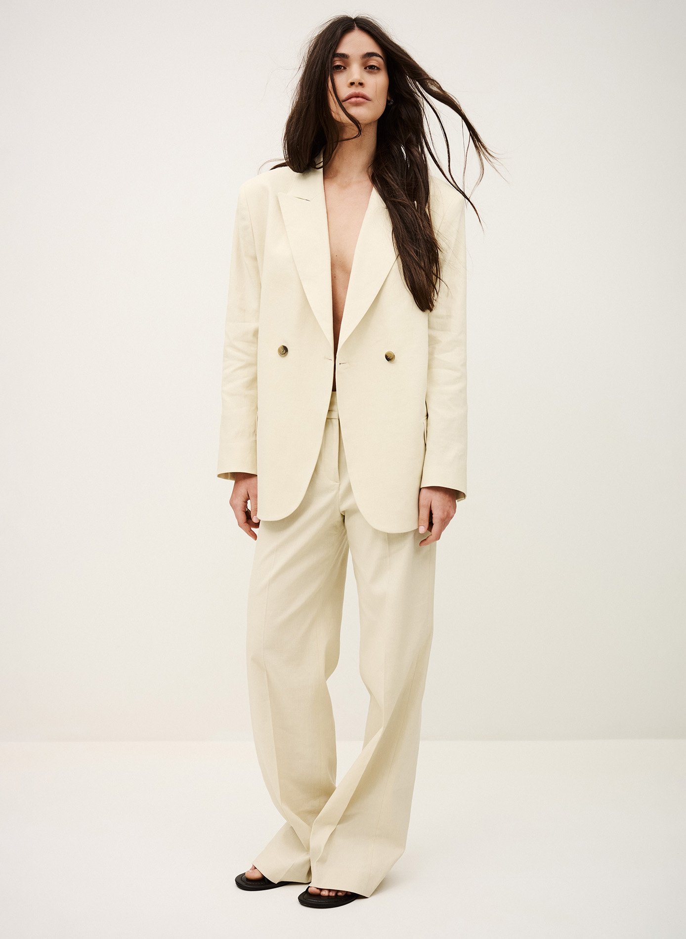 Pantalon large en lin mélangé cista BA&SH Beige