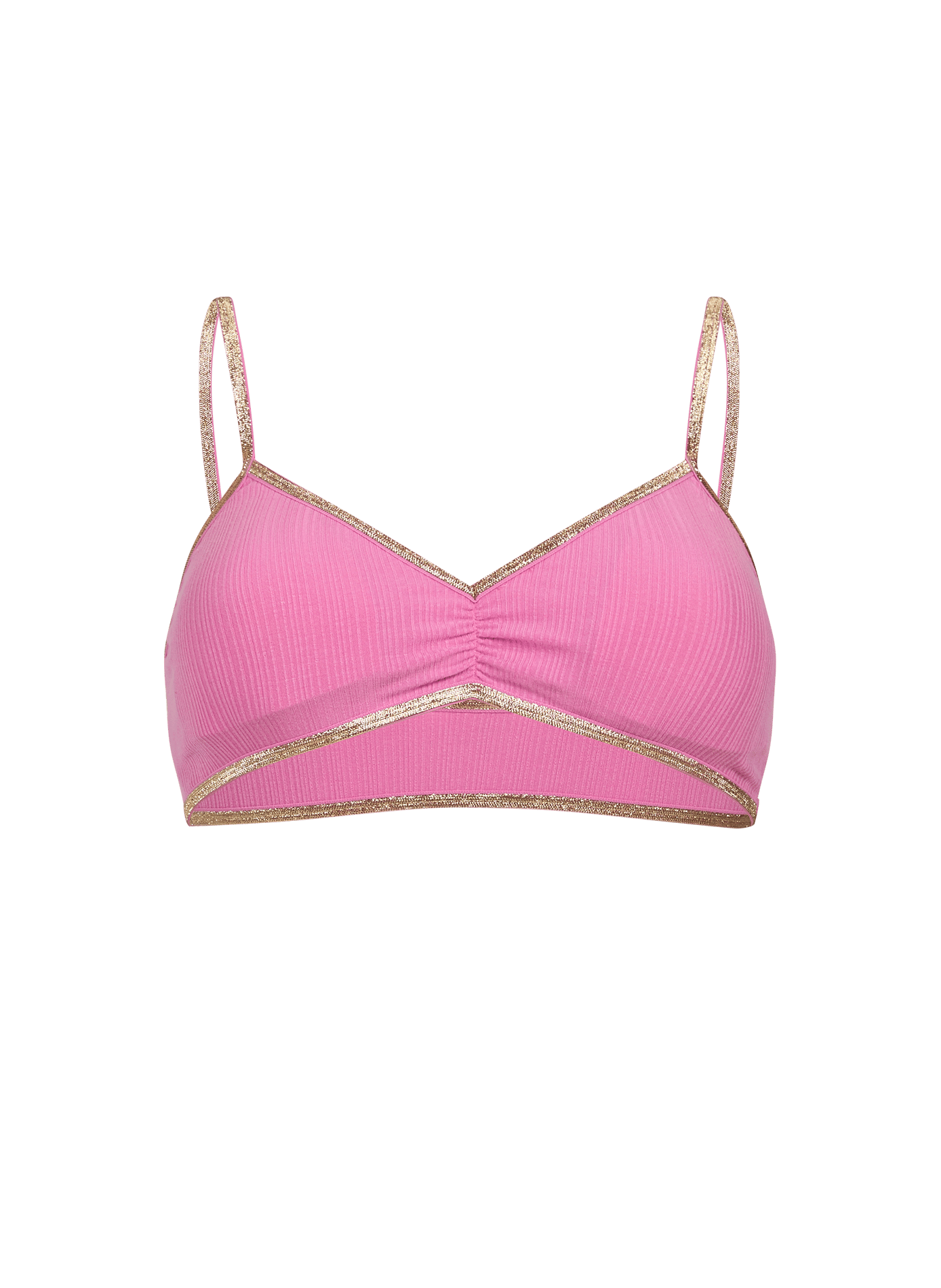 Textured bralette with gold trim LA NOUVELLE Pink