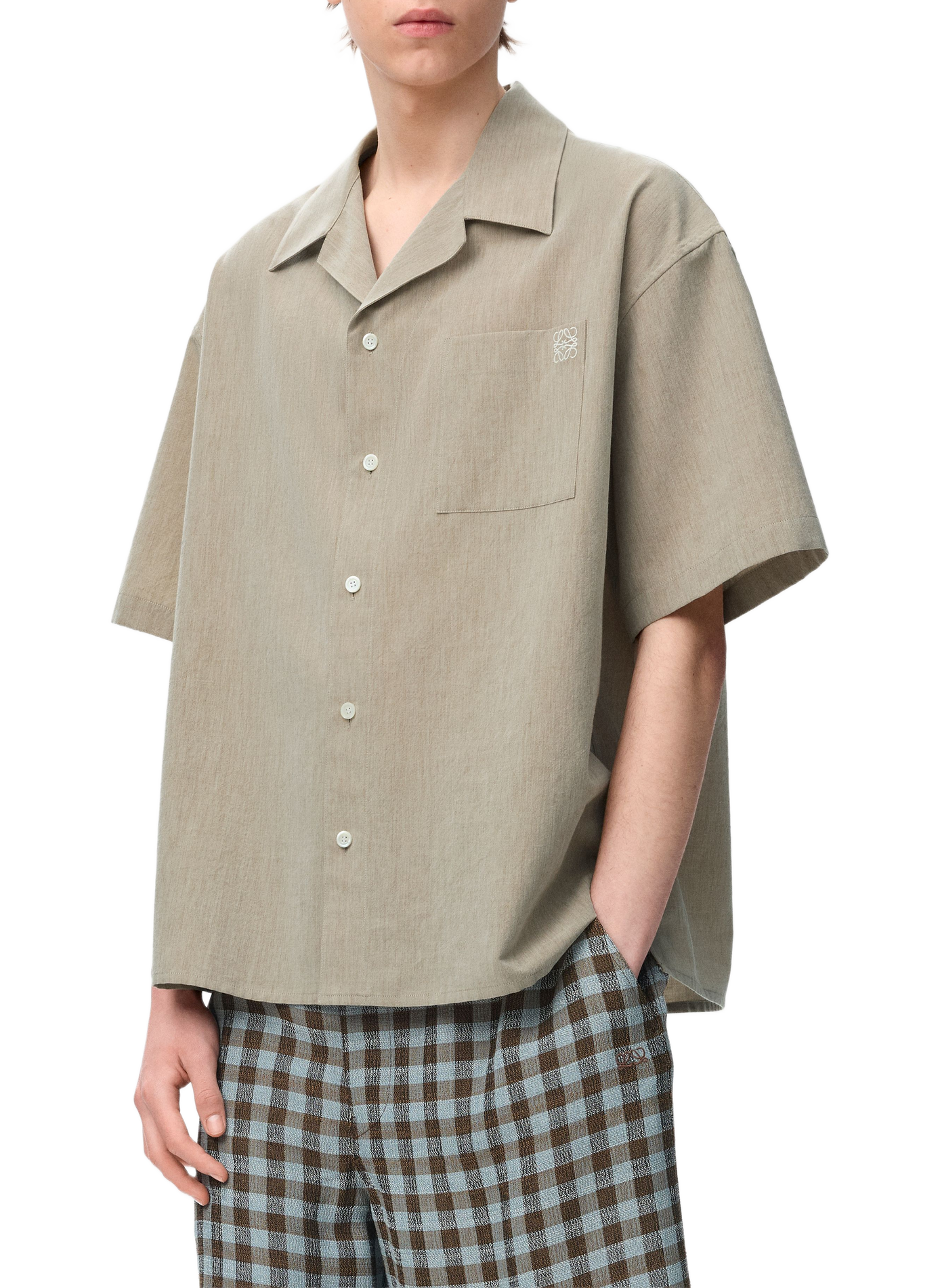 Kurzarmhemd aus Wolle und Baumwolle LOEWE Beige
