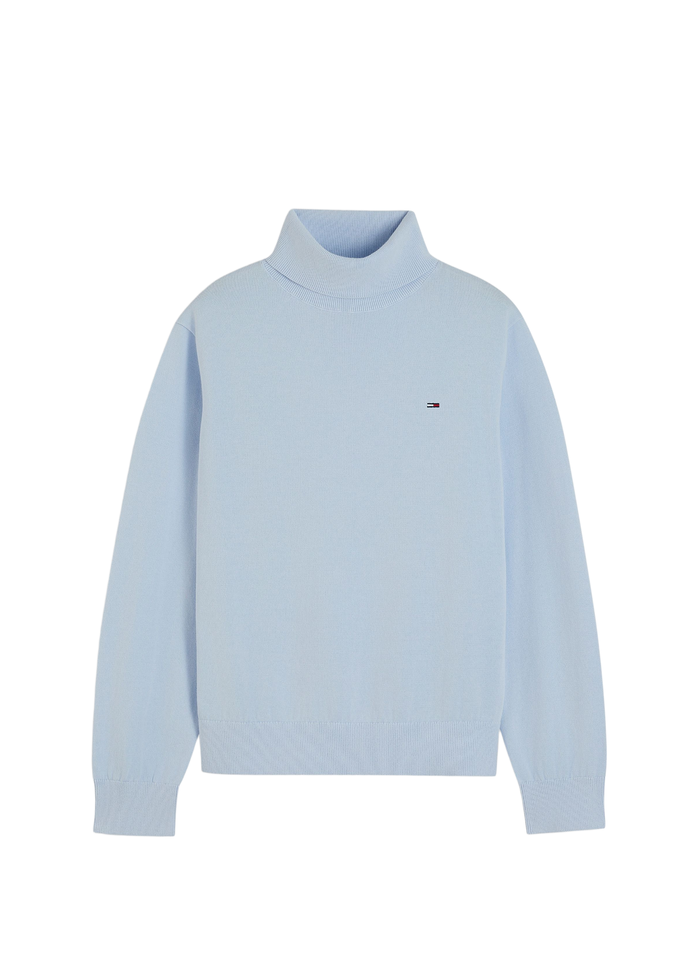 Straight fit ribbed turtleneck in cotton TOMMY HILFIGER Blue