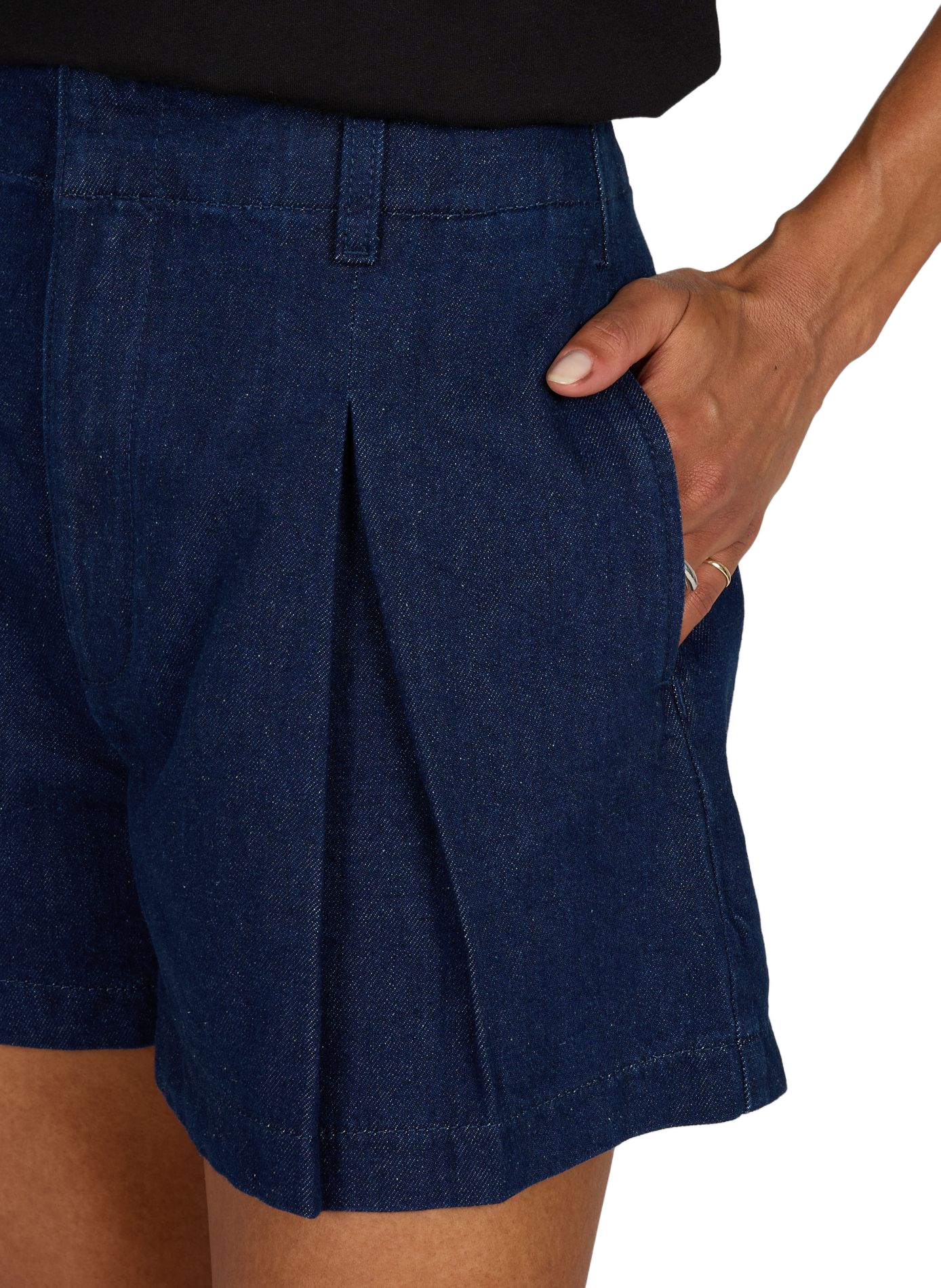 Short plissé en denim de coton CALVIN KLEIN Bleu