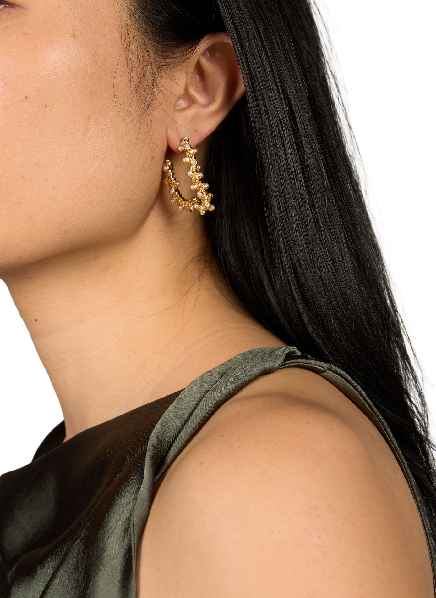 Boucles d'oreilles plissées à perles JOANNA LAURA CONSTANTINE Doré