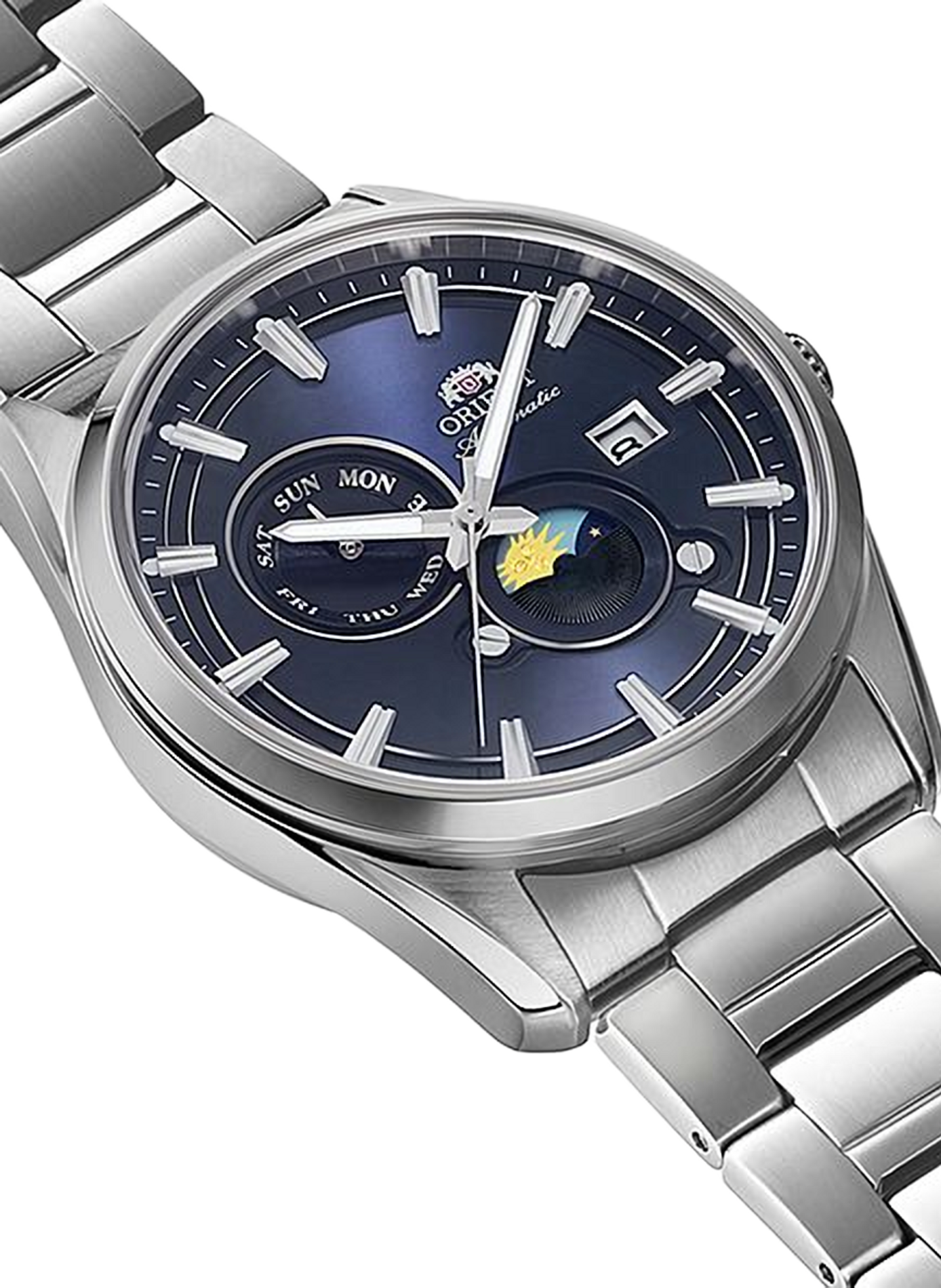 Automatische Uhr Stretto Sun & Moon aus Edelstahl ORIENT Blau
