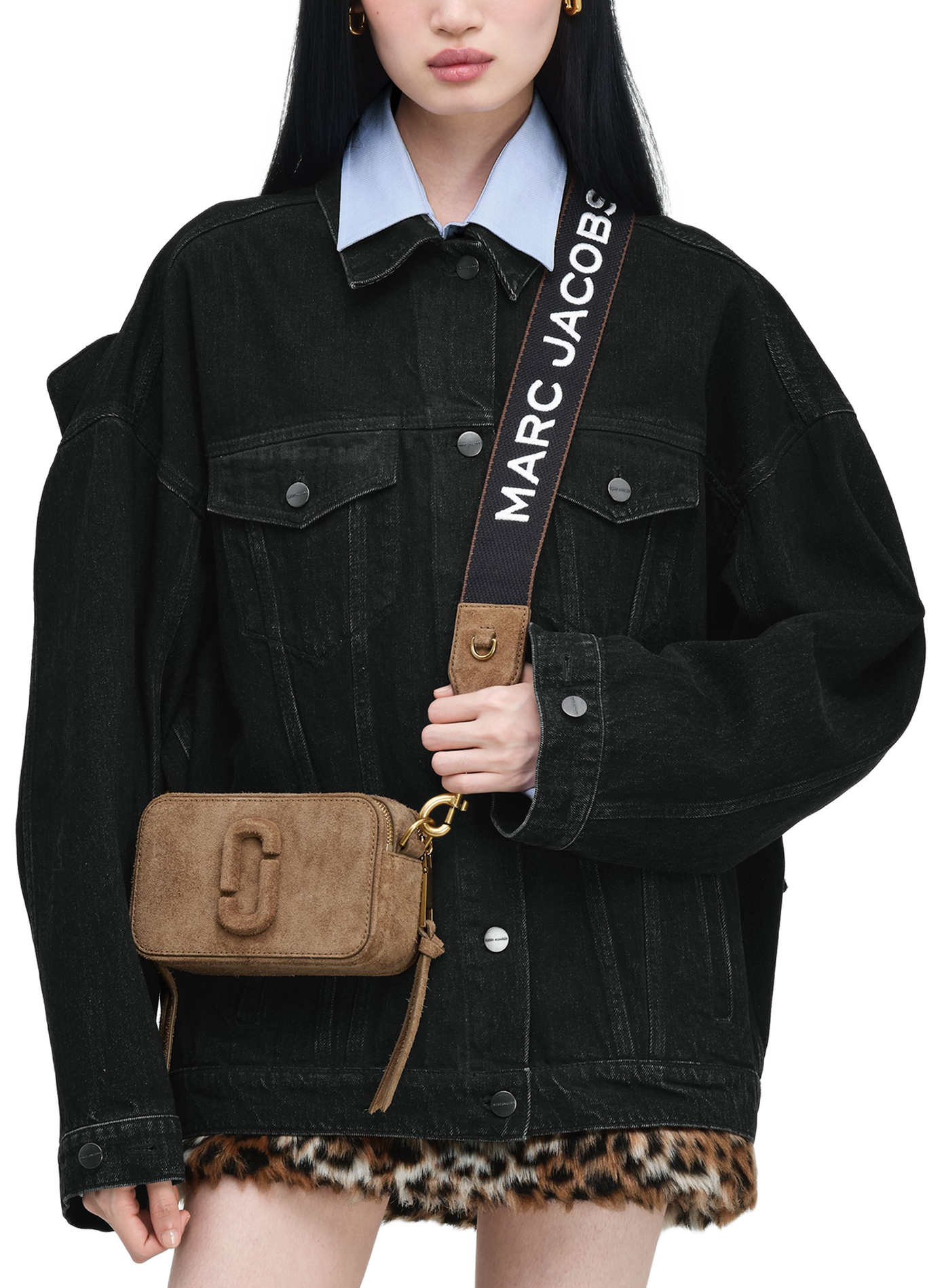 Die Umhängetasche The Snapshot in Filz-Wildleder MARC JACOBS Braun