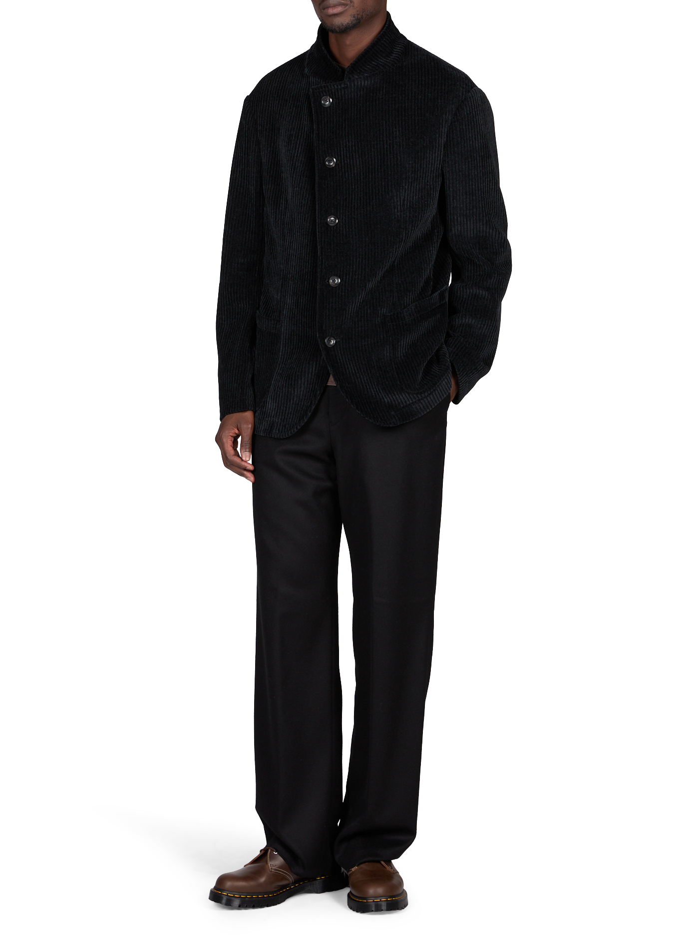 Gerippte Jacke mit asymmetrischem Verschluss EMPORIO ARMANI Schwarz