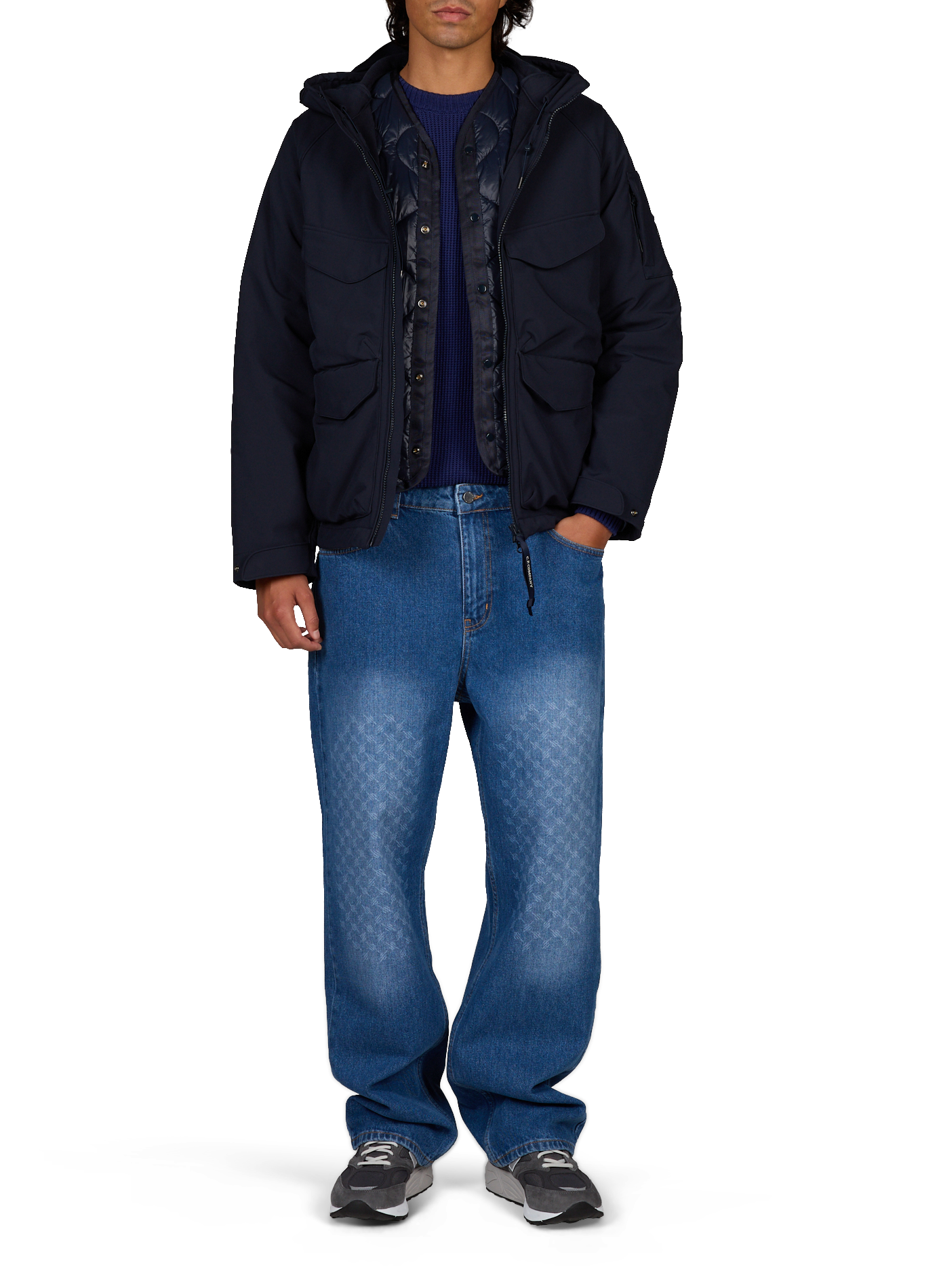 Parka met capuchon en logo-embleem CP COMPANY Blauw
