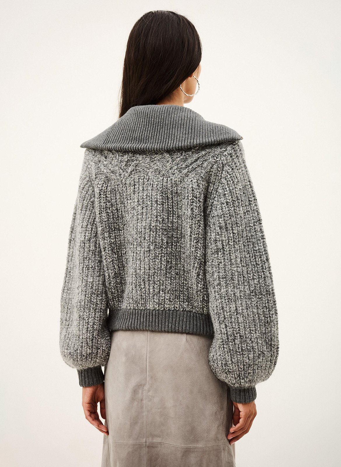 Rabel-vest met ritssluiting van wolmix BA&SH Grijs