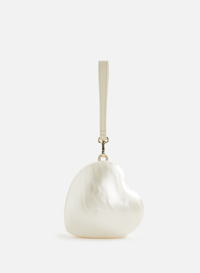 Pochette en acrylique marbré à perles synthétiques Heart SIMONE ROCHA