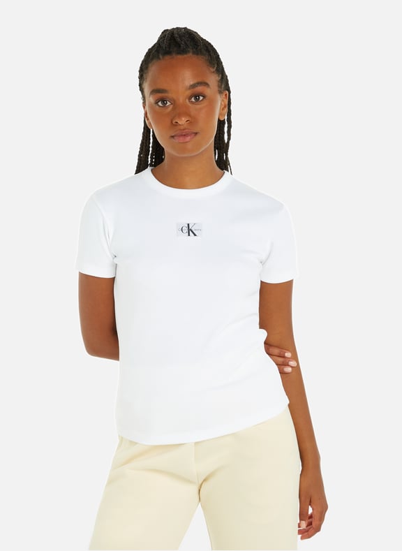 Calvin klein logo t shirt women's white clearance