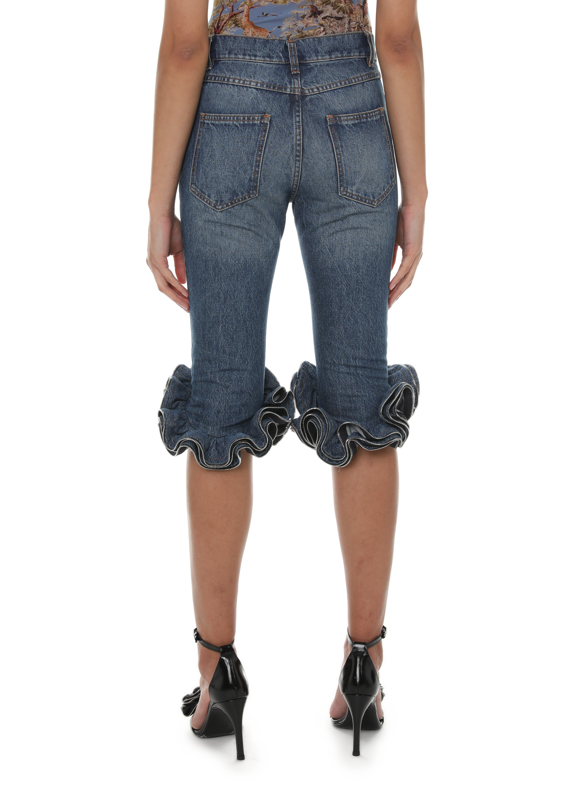 Jean court à volants COPERNI Bleu