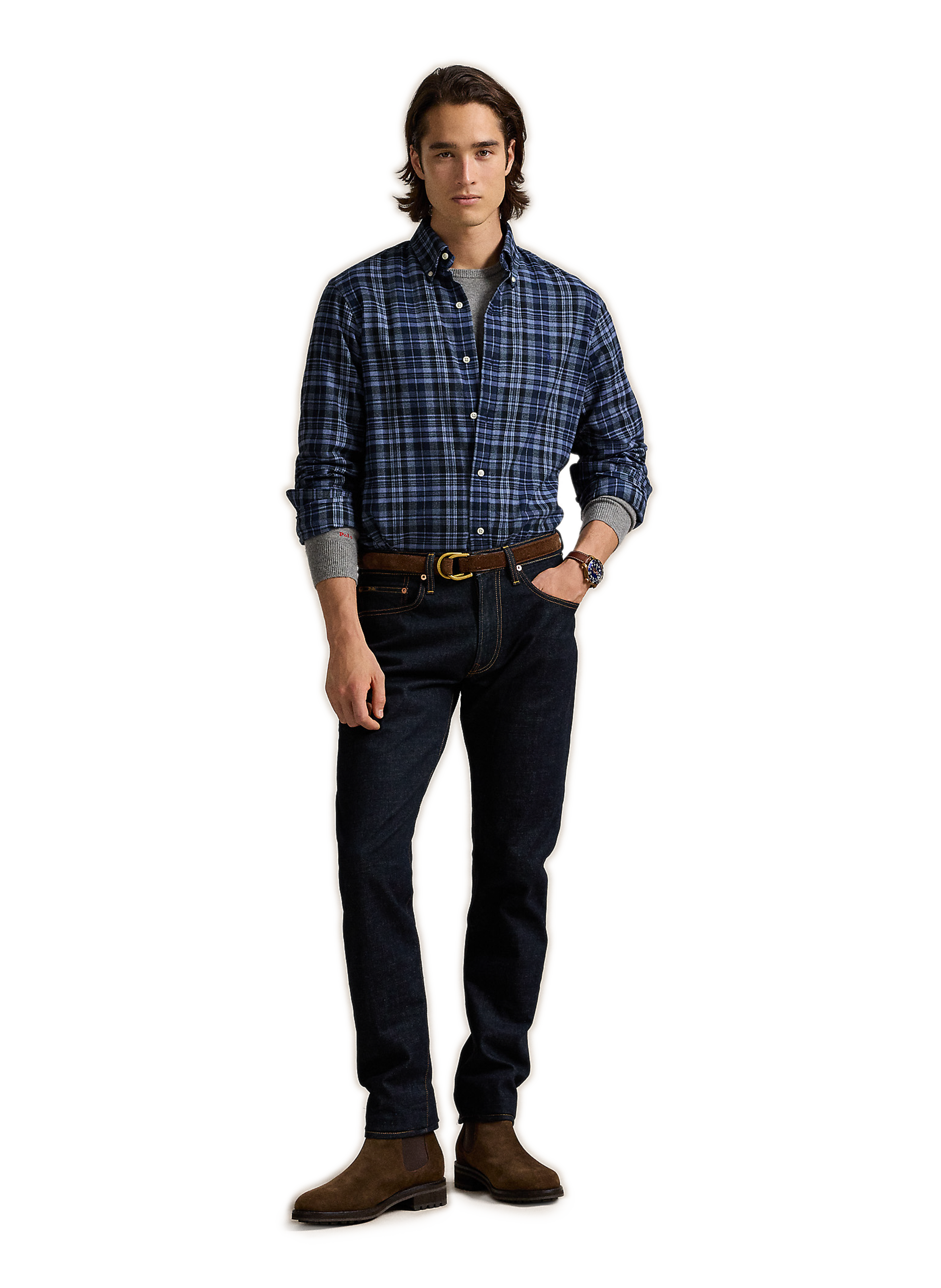 Chemise en coton mélangé  POLO RALPH LAUREN Bleu