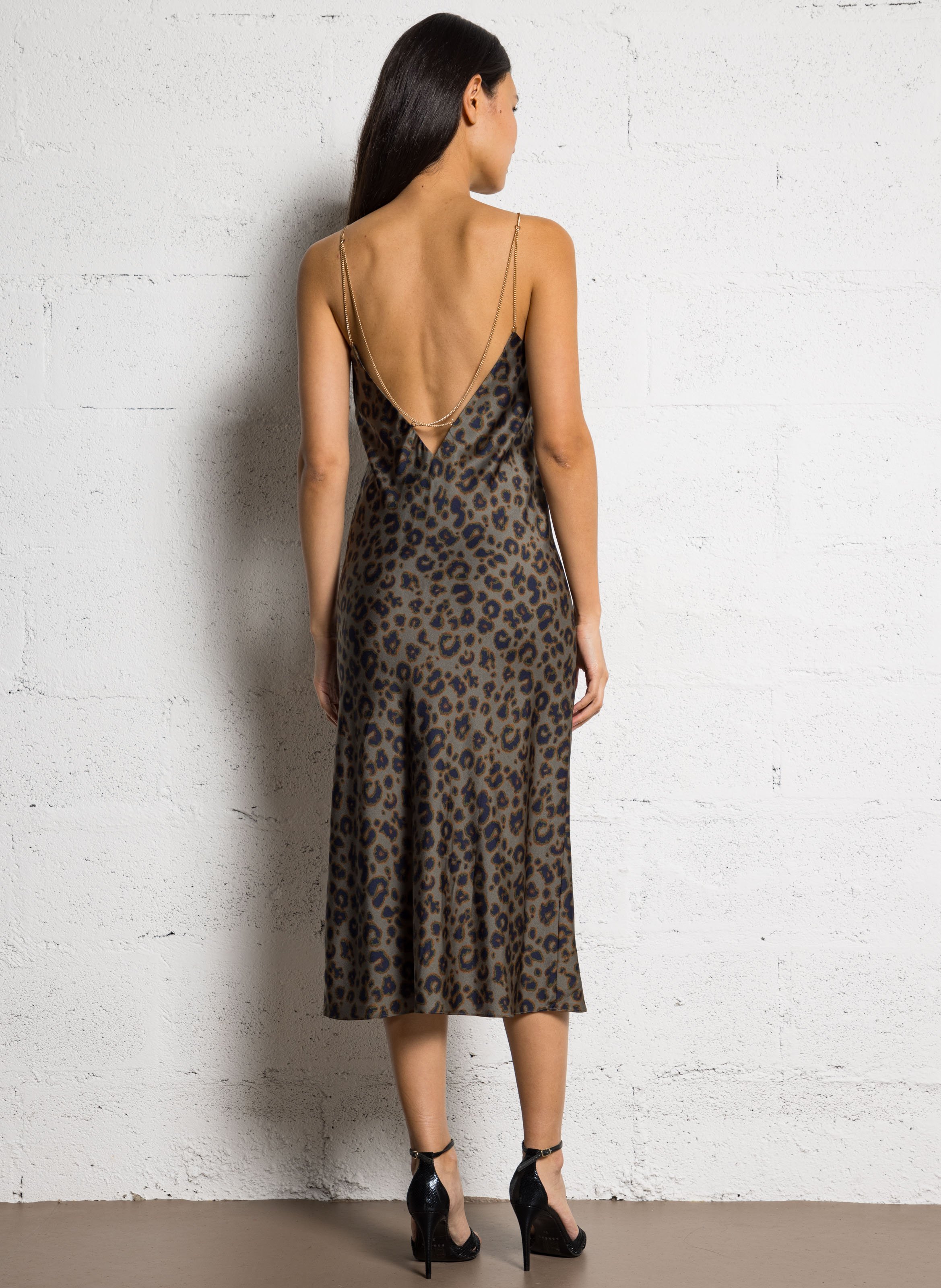 Robe longue ajustée encolure v biara BA&SH Kaki