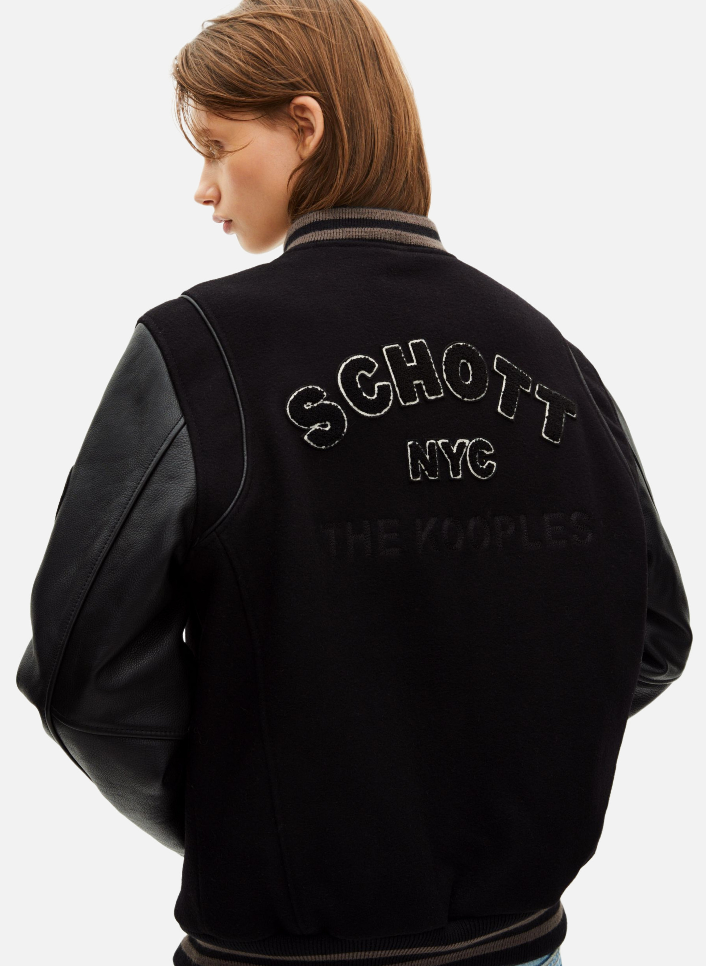 Blouson varsity en cuir THE KOOPLES Noir