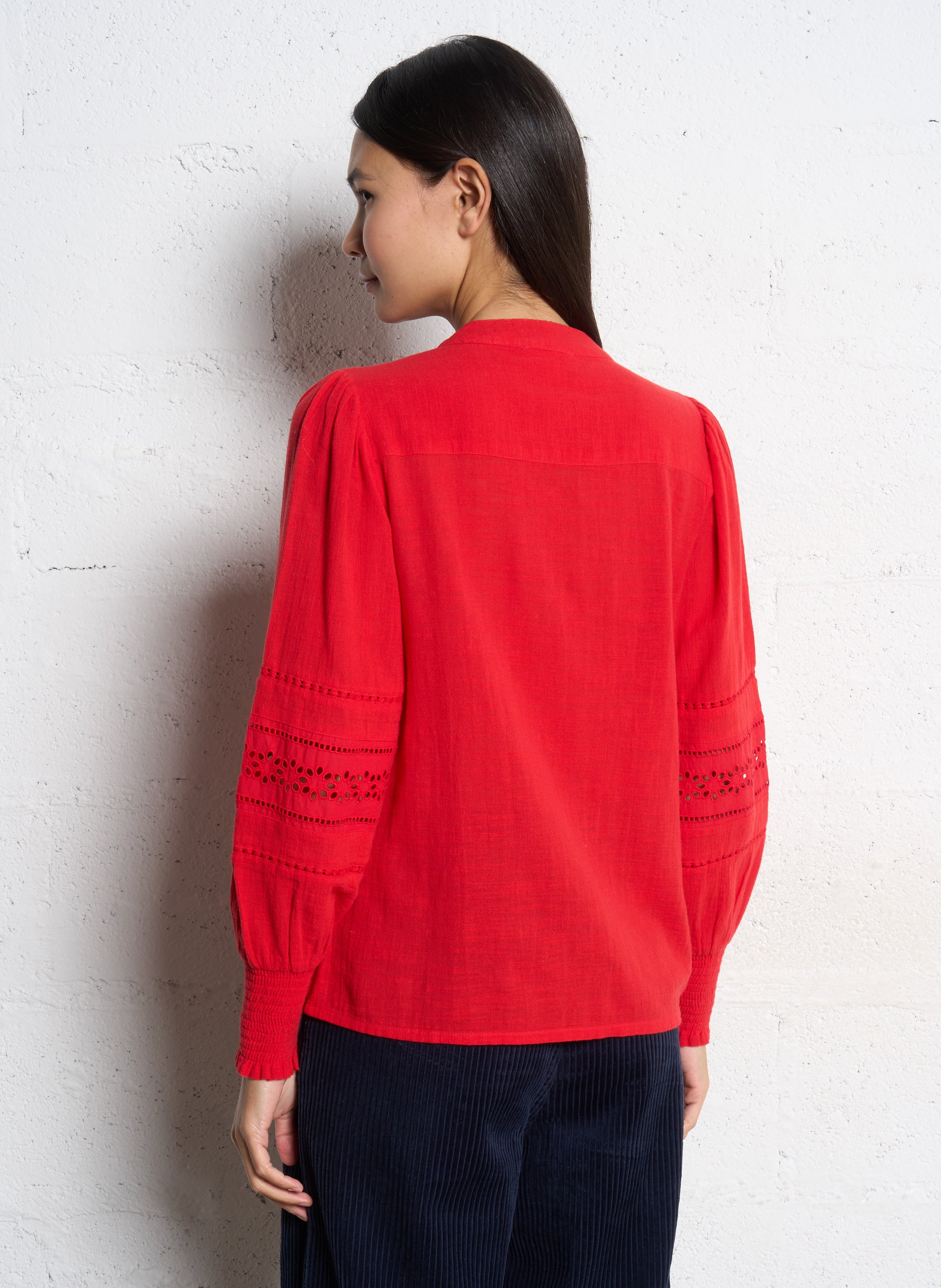 Blouse col v en coton baila MAISON 123 Rouge