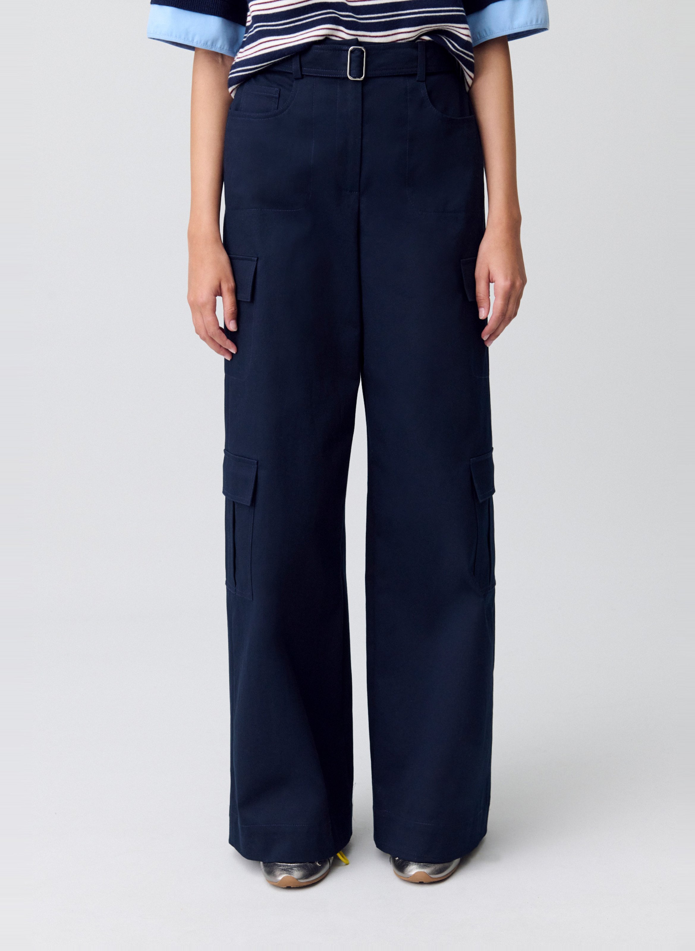 Pantalon large type cargo uni patty CLAUDIE PIERLOT Bleu