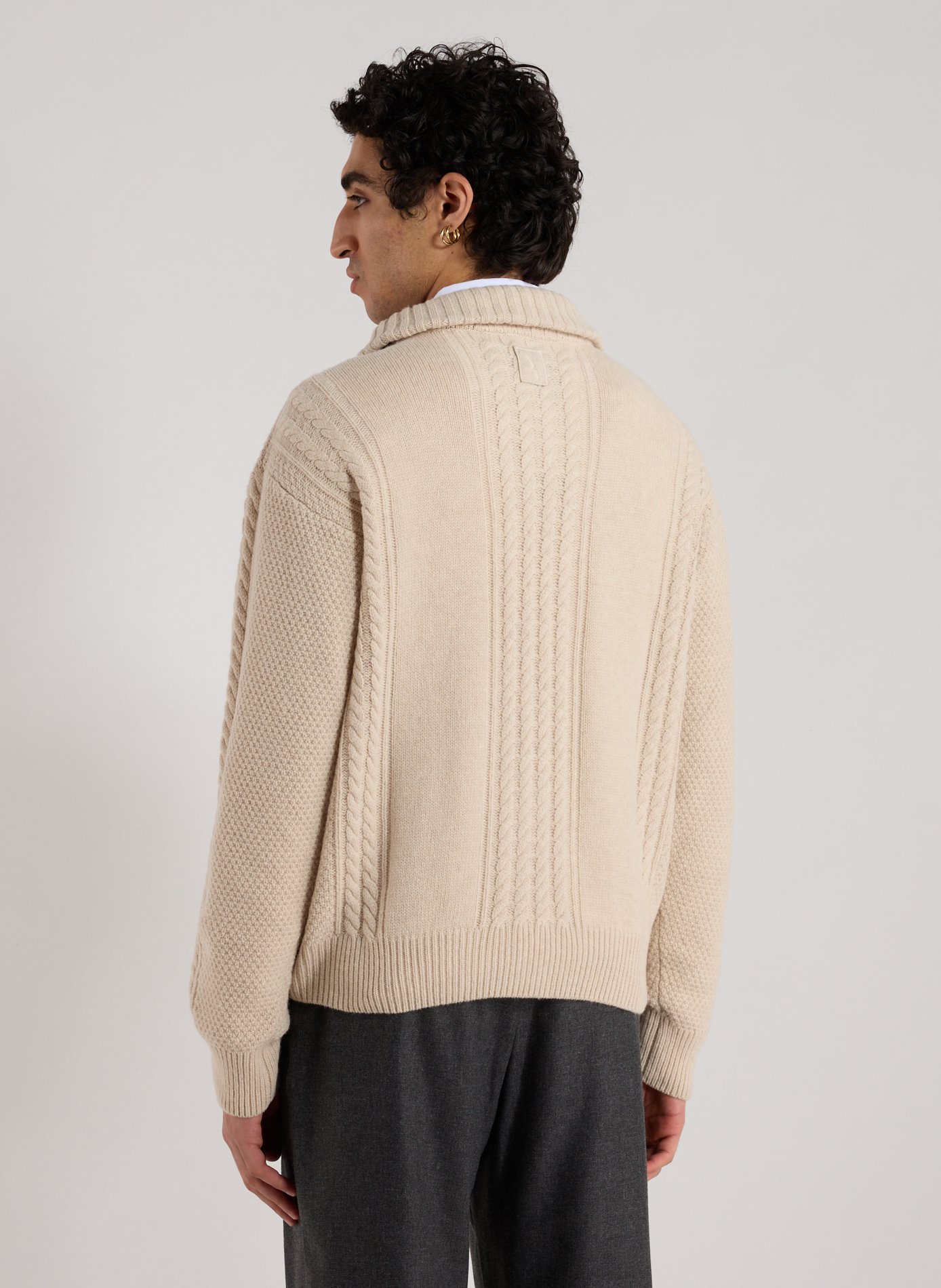 Pull col zippé en laine mélangée AIGLE Beige