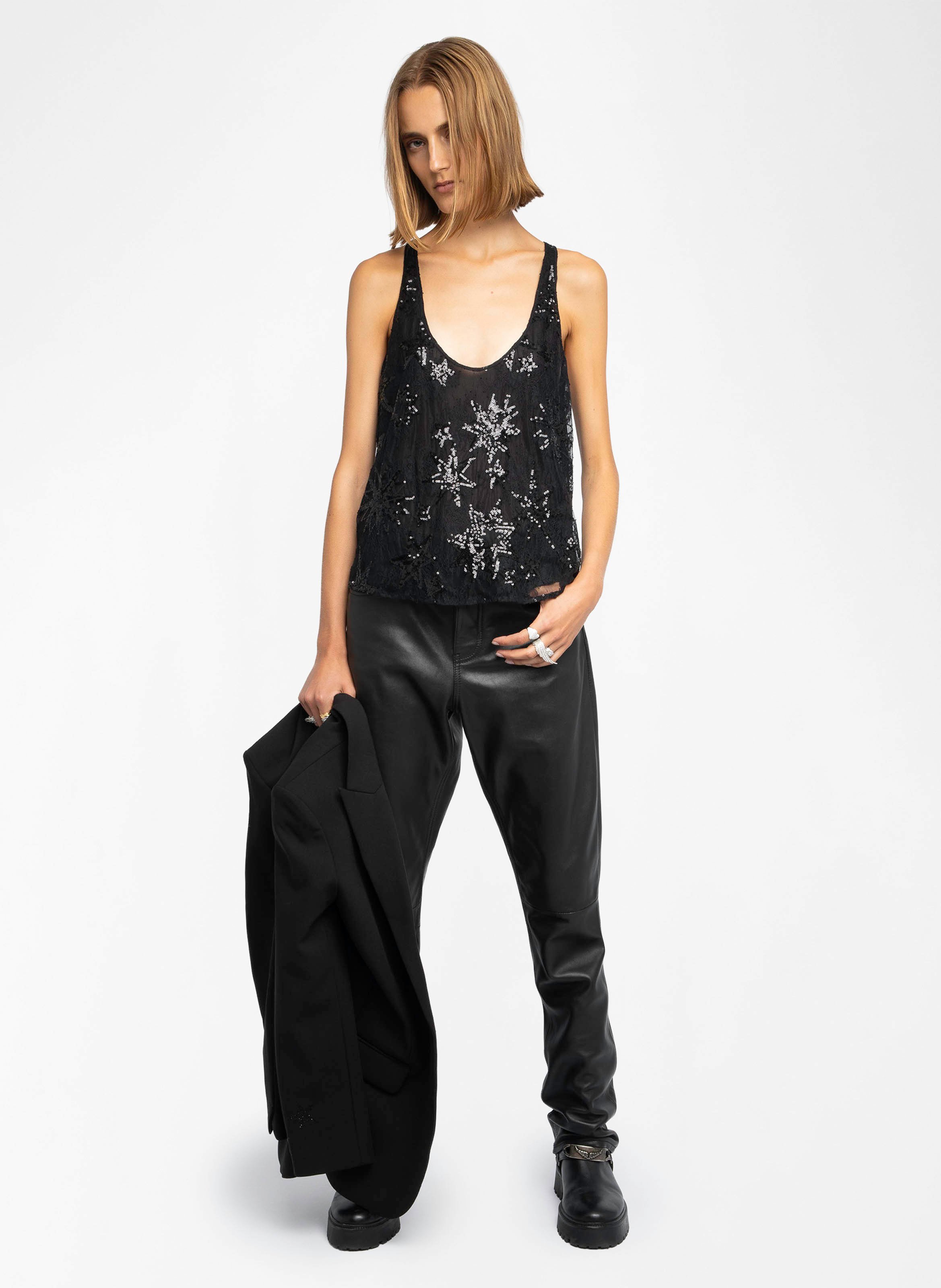 Top ample col u à sequins tarysa ZADIG&VOLTAIRE Noir