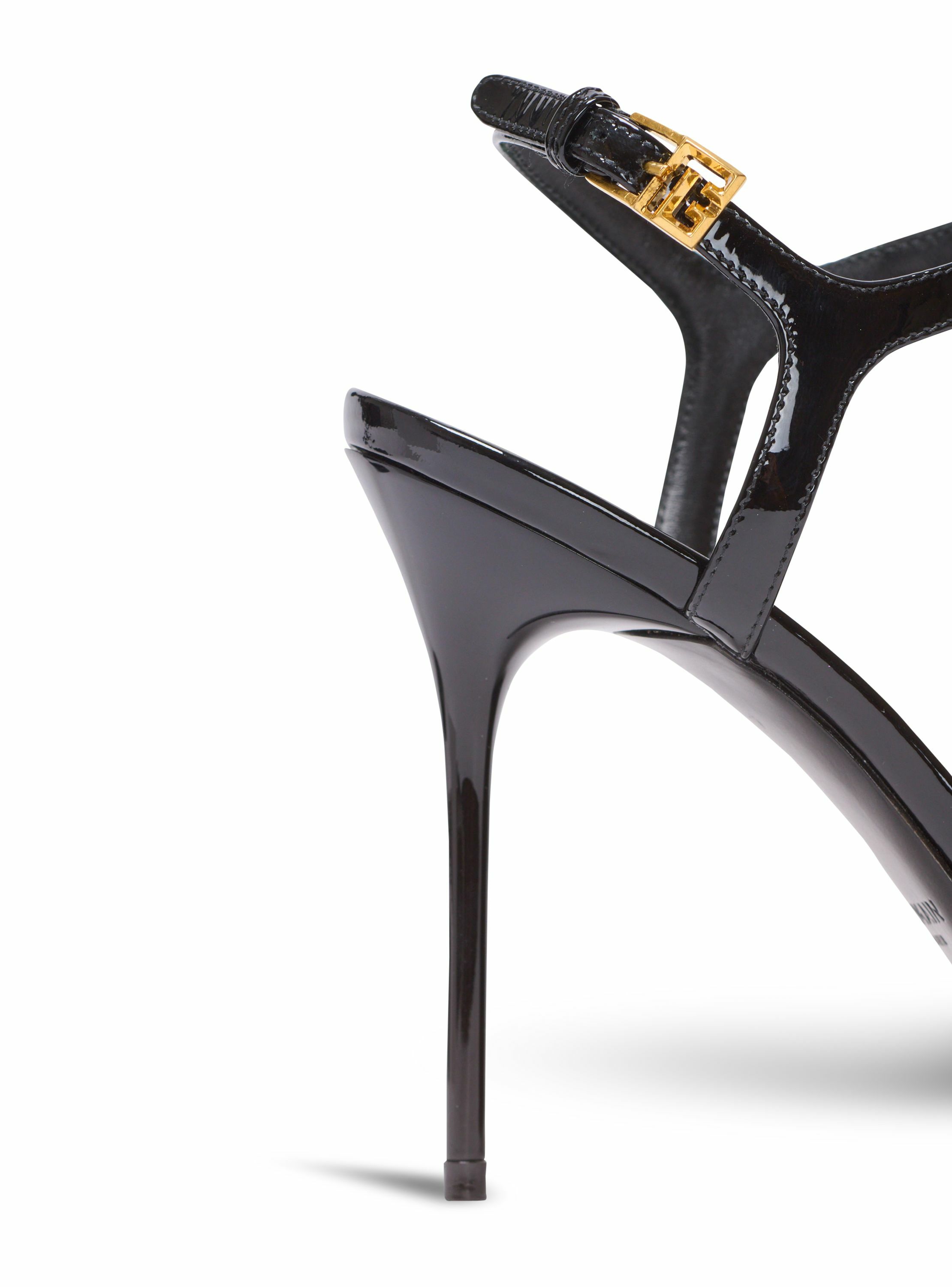 Sandales à talons sync en cuir verni BALMAIN Noir
