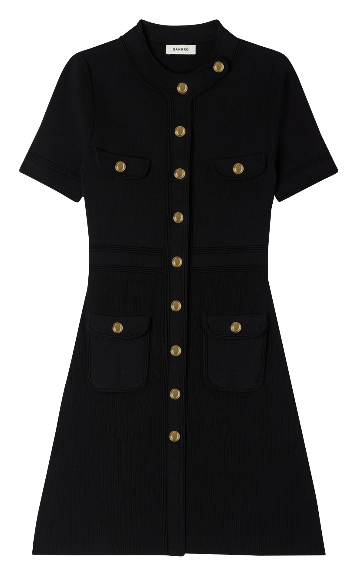 Robe courte col rond en maille SANDRO Noir