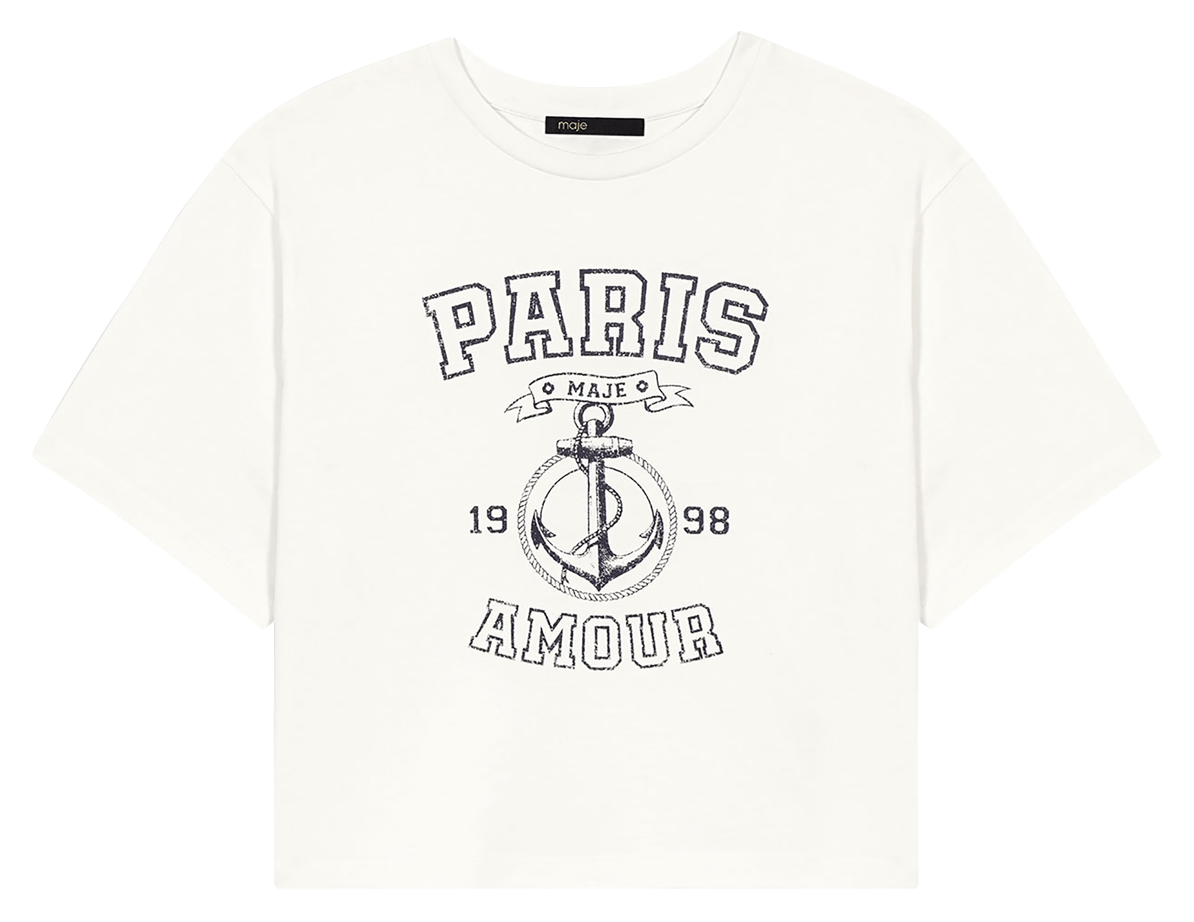 Tee-shirt col rond imprimé MAJE Blanc
