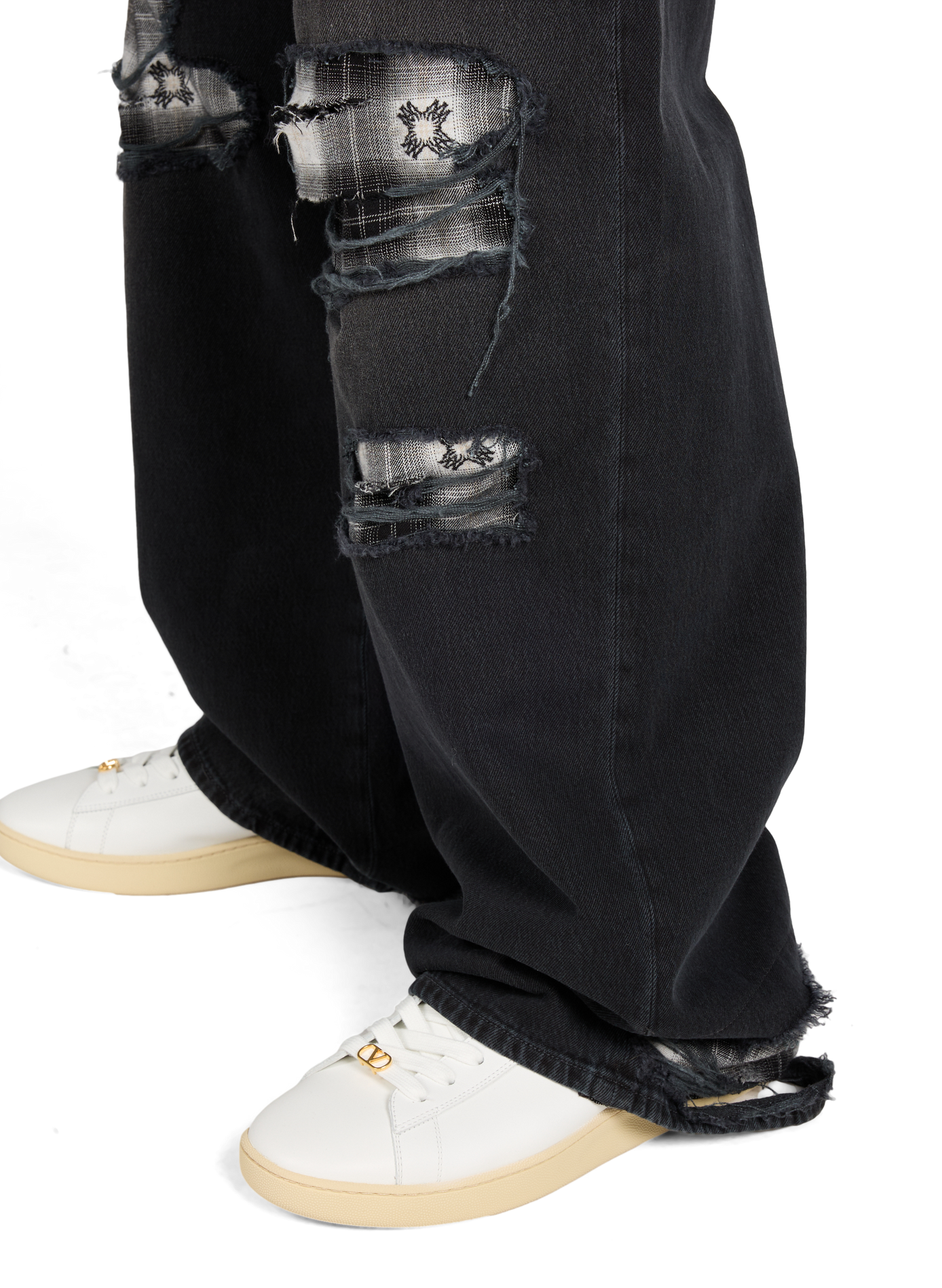 Jean droit Flannel Repair en coton AMIRI Bleu