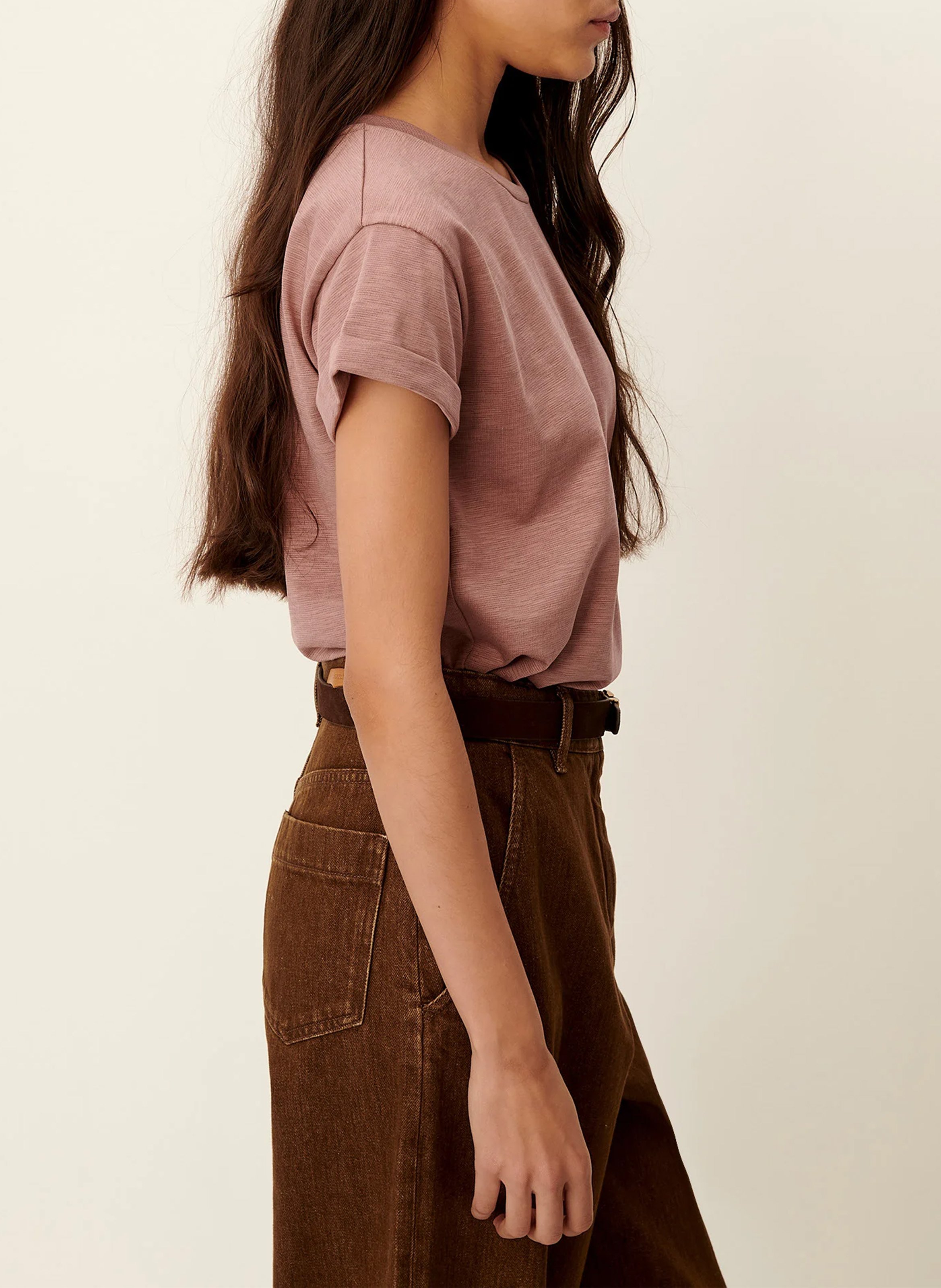 Tee-shirt col rond en coton mélangé albano SESSUN Rose