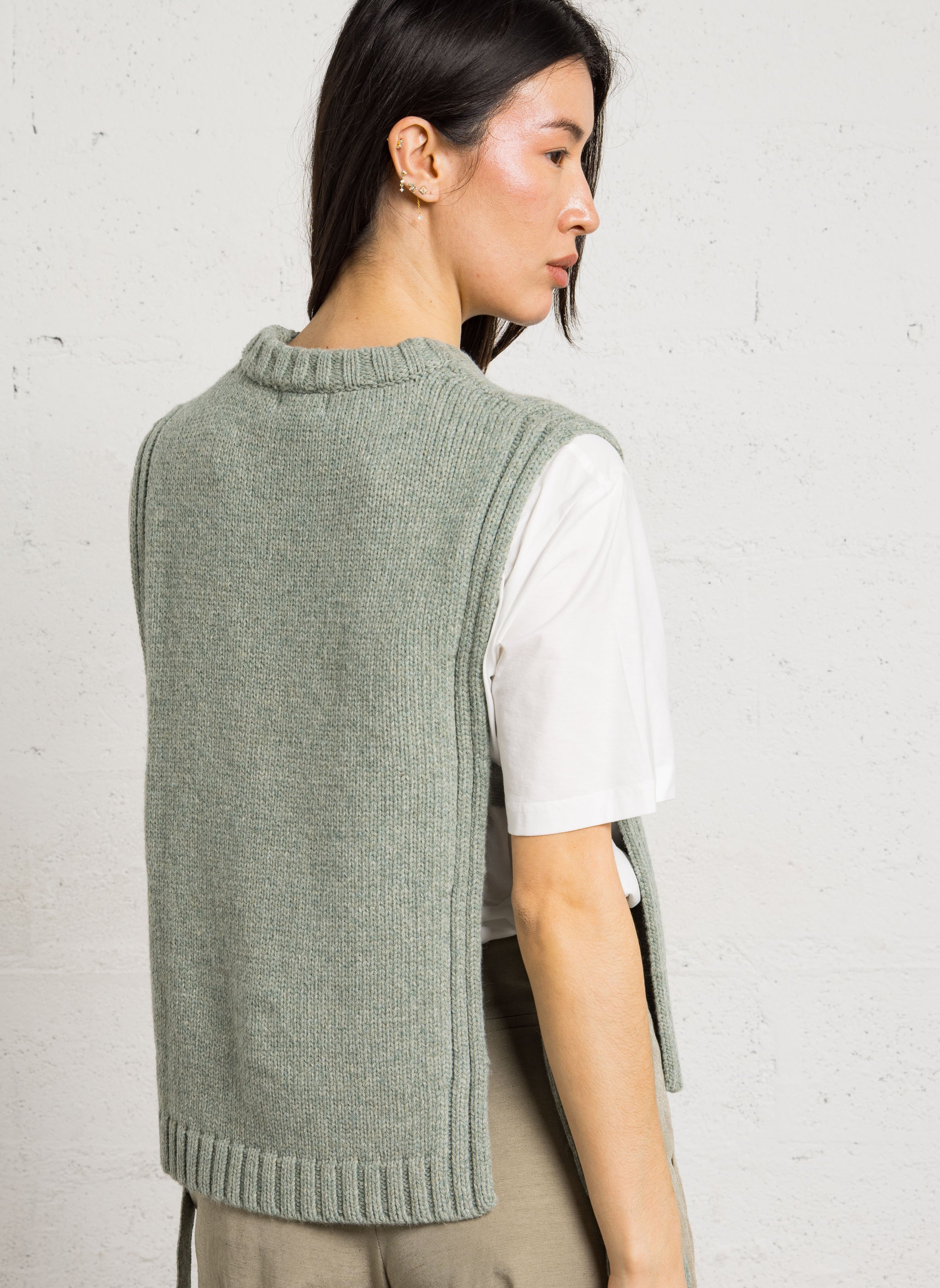 Plastron col rond en laine uzel SOEUR Bleu