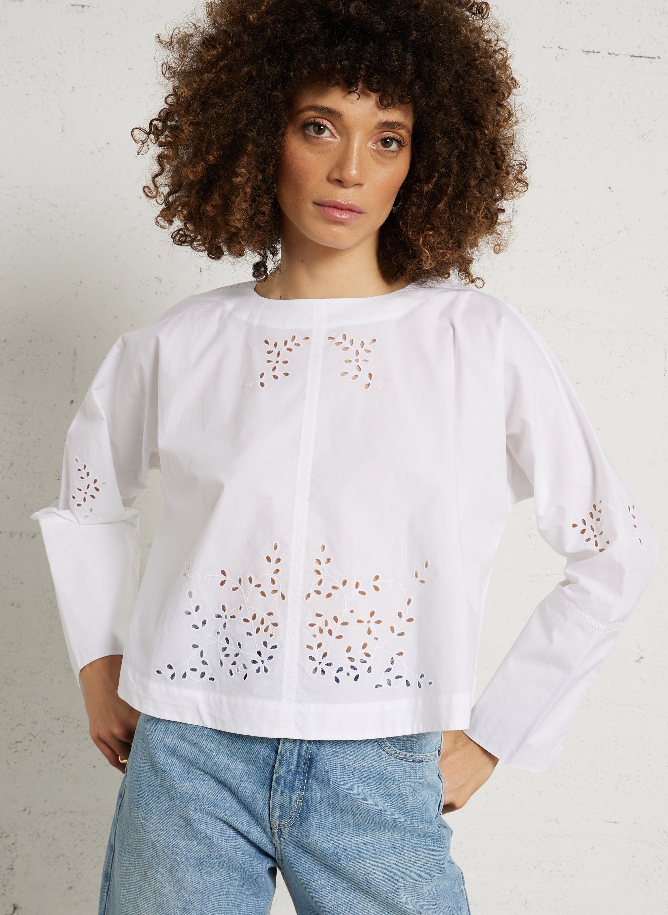 Top col rond en coton hansel SOEUR Blanc