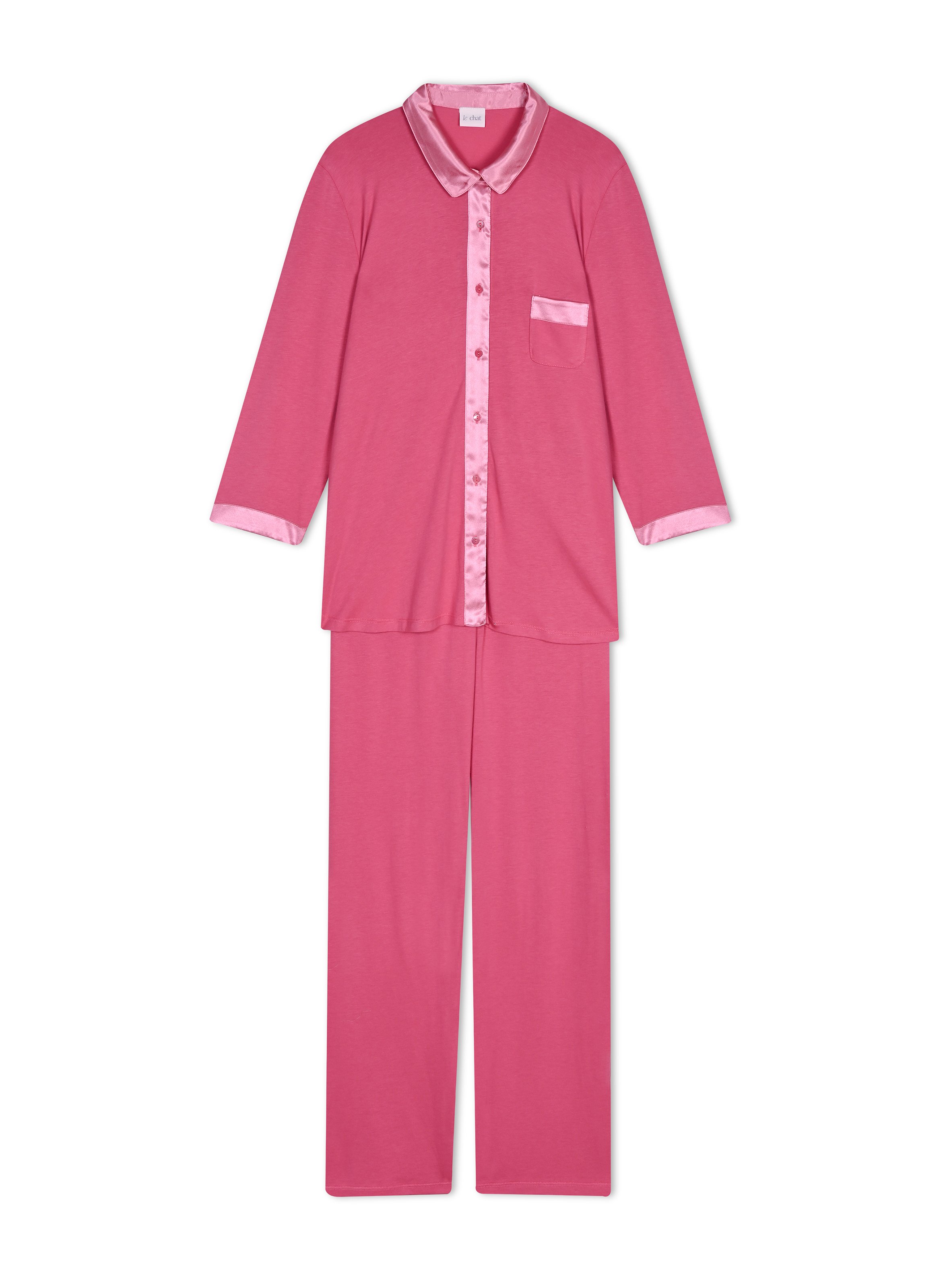 Pyjama boutonné en coton modal mily 206 LE CHAT Rose