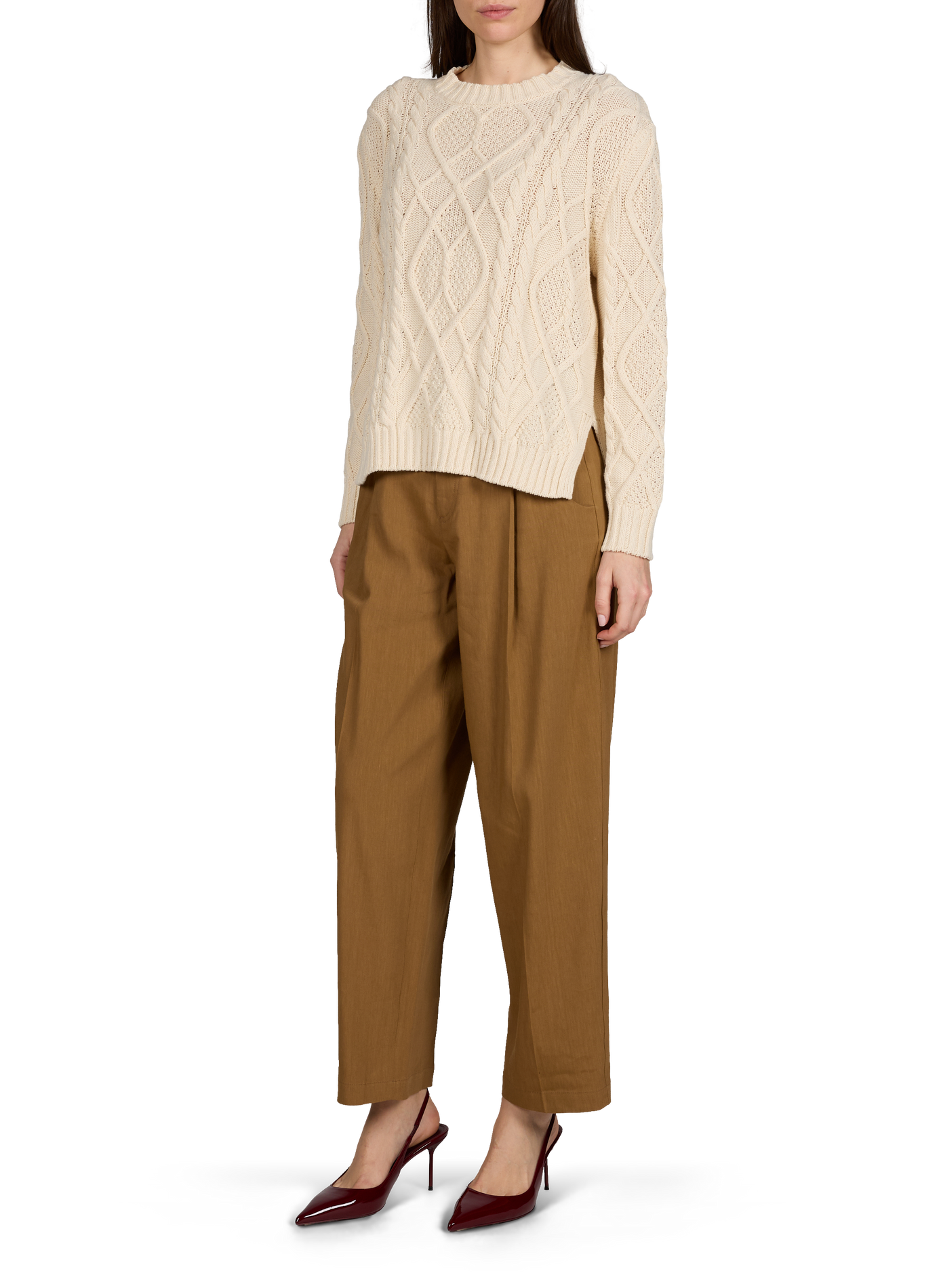 Mixed cotton knit sweater MAX MARA WEEK END Beige